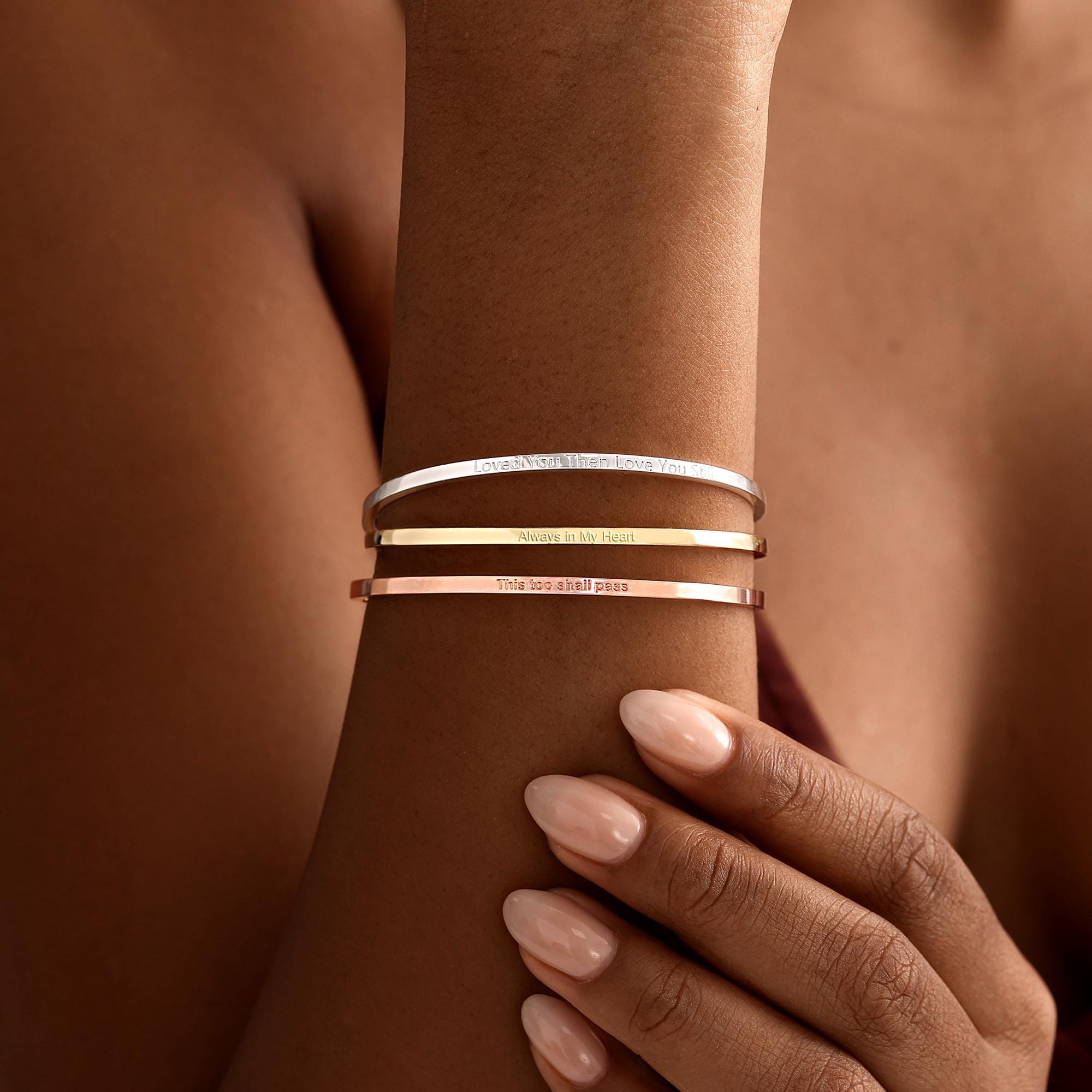 Personalized Engraved Affirmation Cuff Bracelet in Adjustable Sizes