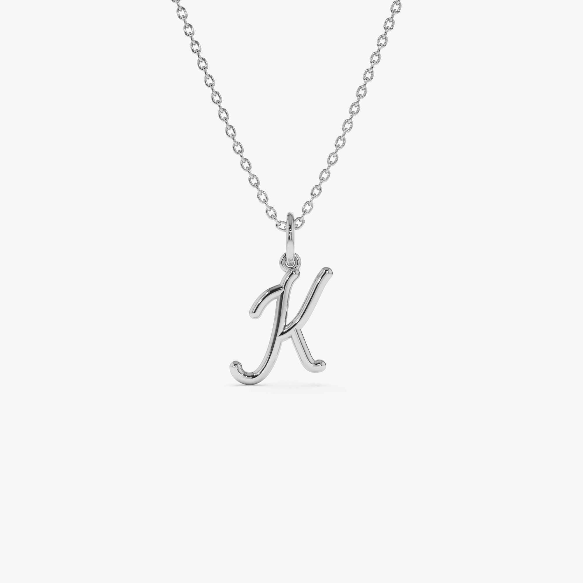 14K Gold Script Initial Necklace