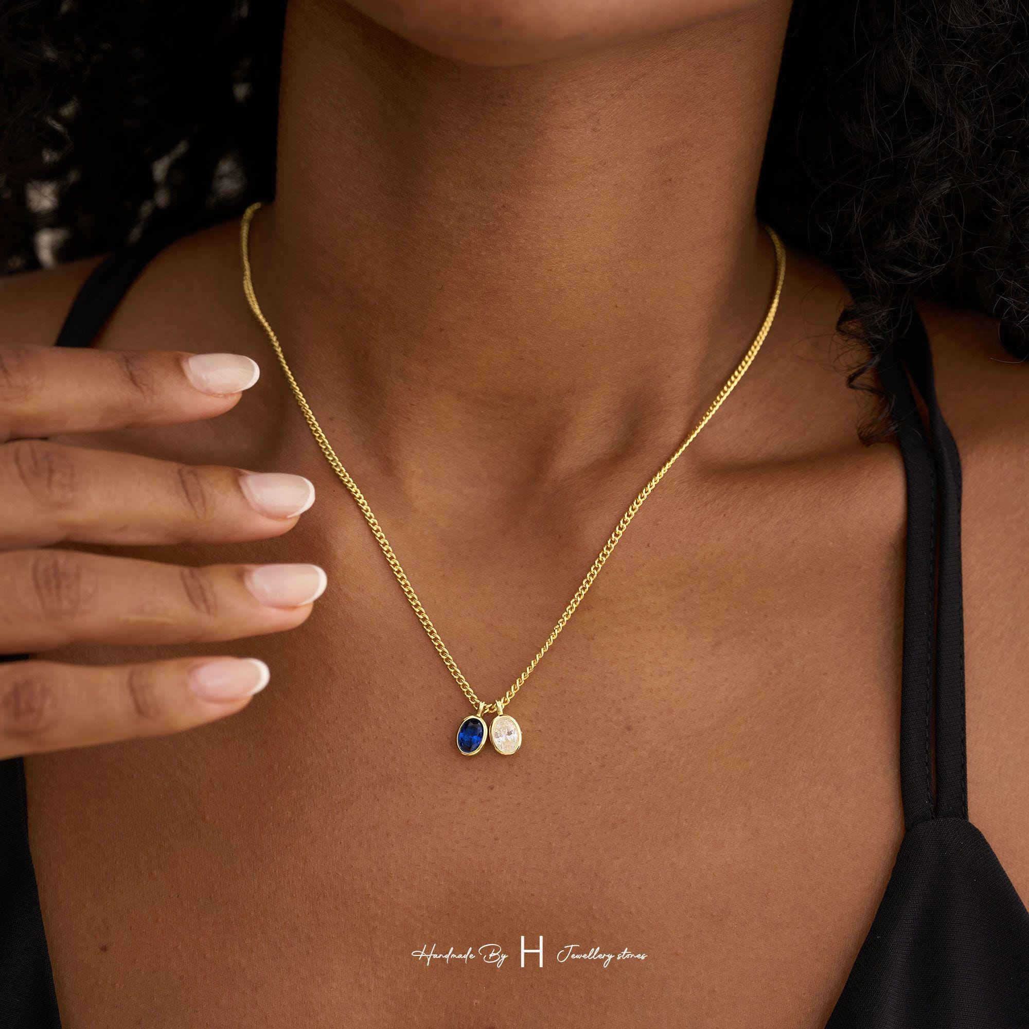 Custom Birthstone Necklace for Dad with Copper Pendant and Zircon Stone