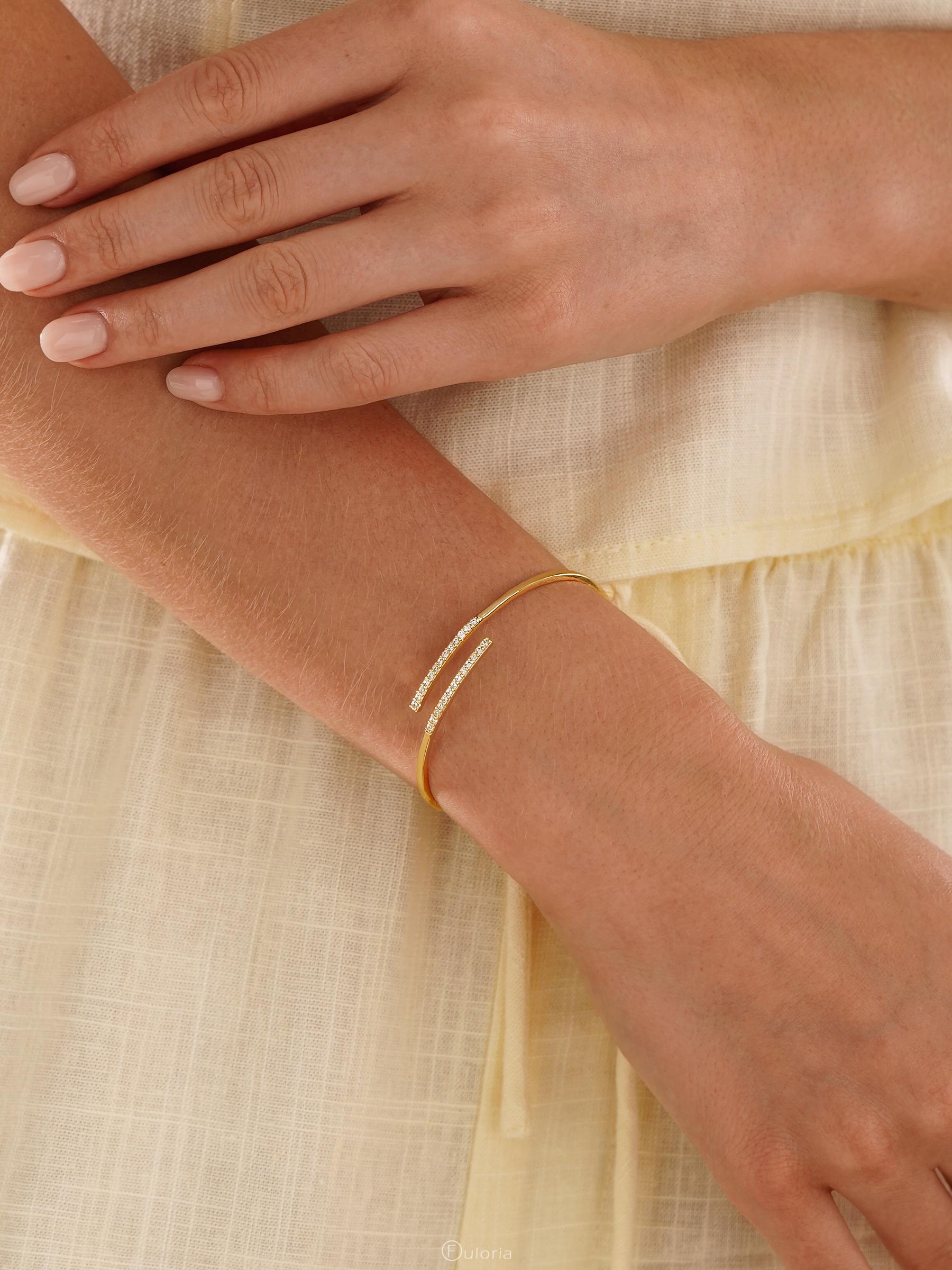 Minimalist Diamond Bangle in Gold Plated Finish