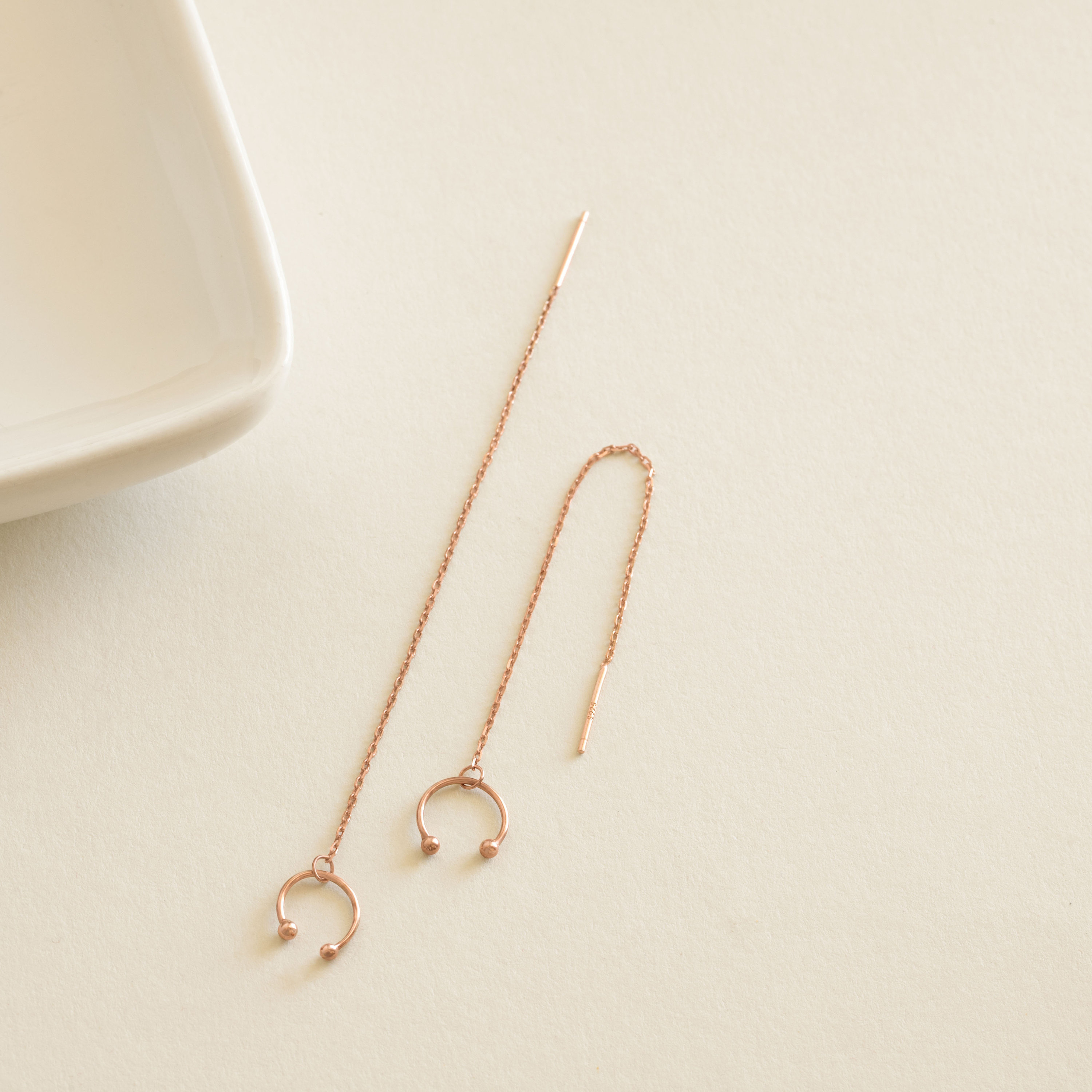 Sterling Silver Ear Cuff Chain Earrings in a Minimalist Pair