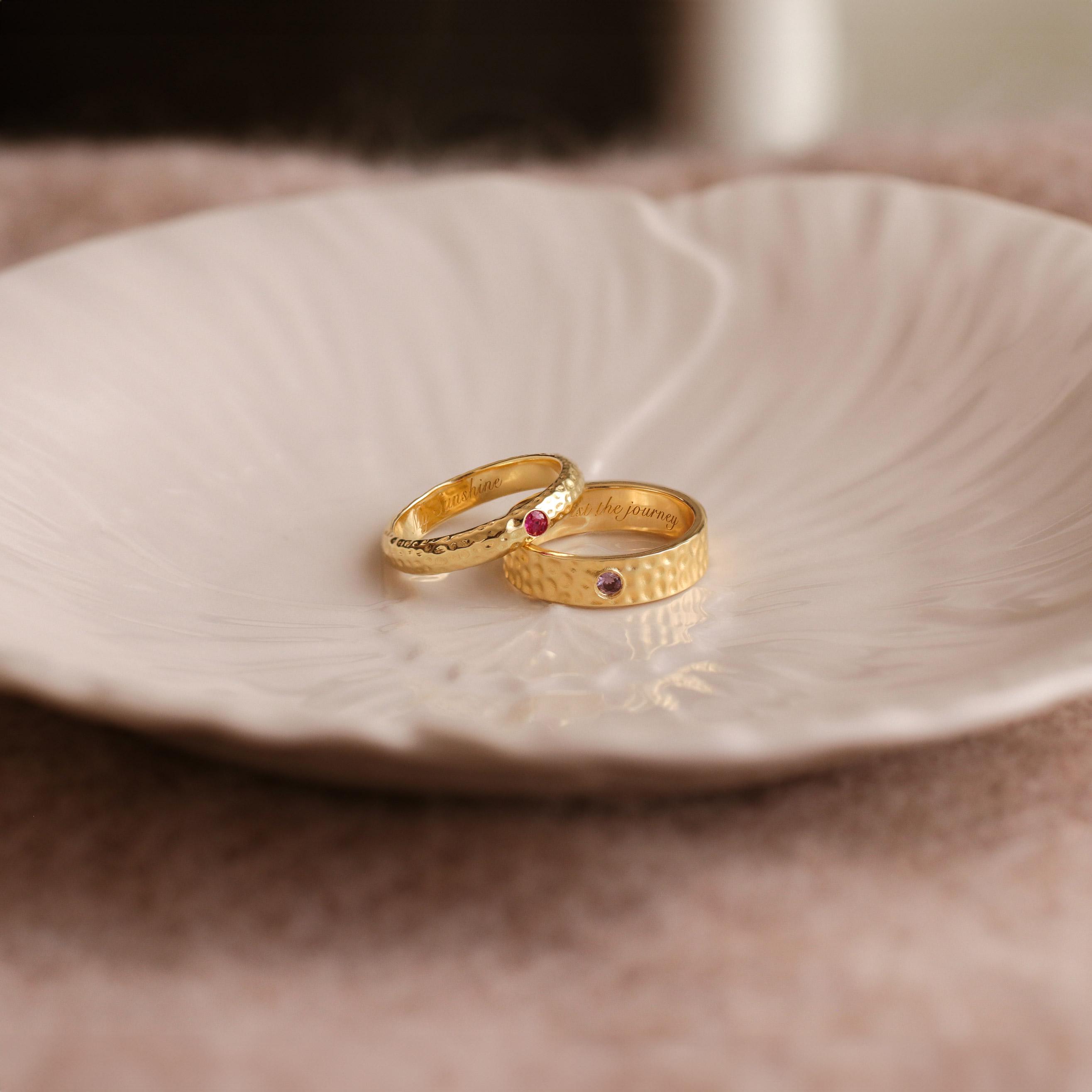 Personalized 5mm Flat Band Ring with Birthstone
