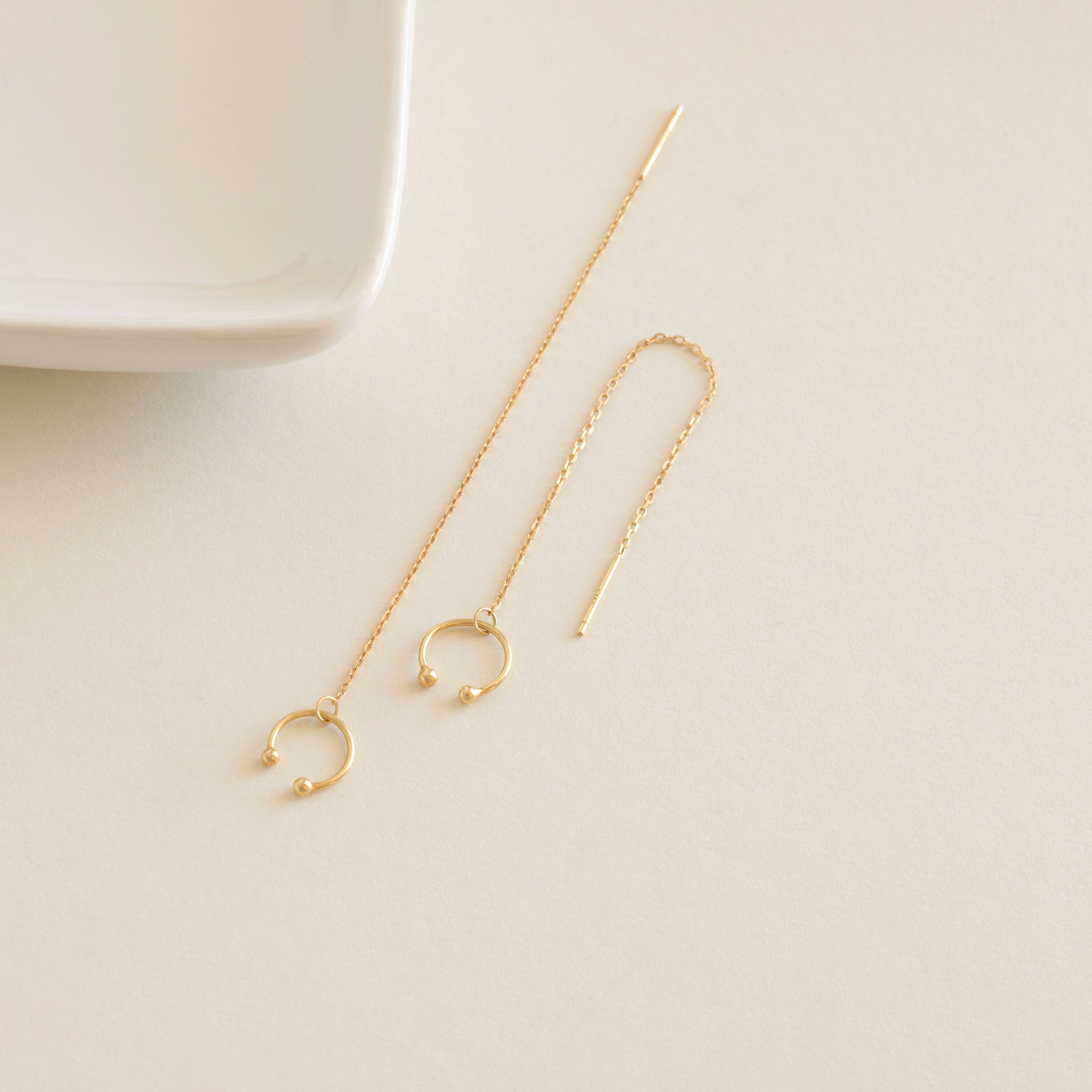 Sterling Silver Ear Cuff Chain Earrings in a Minimalist Pair