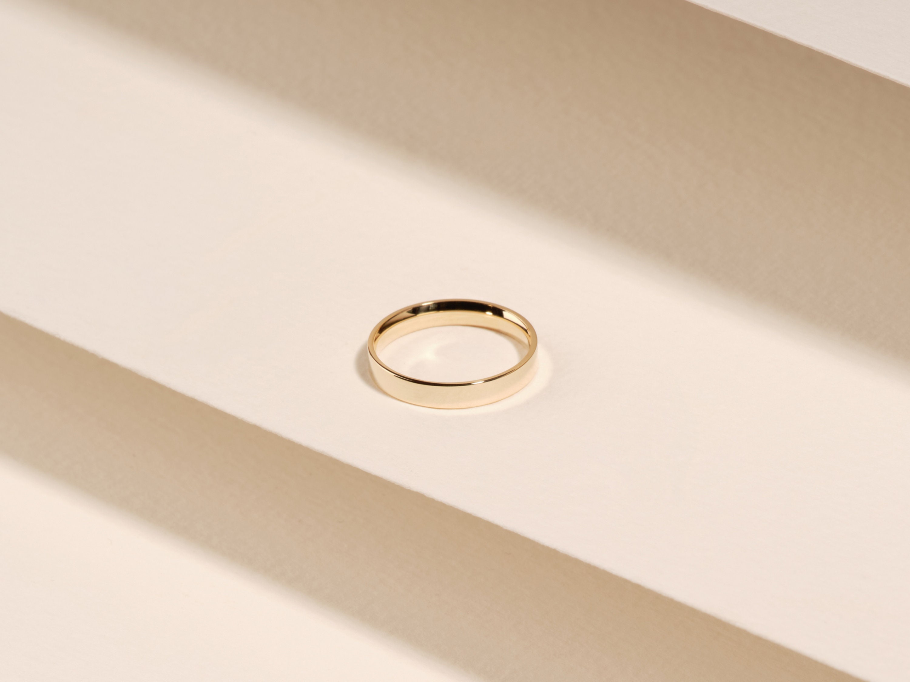 3mm Flat Yellow Gold Wedding Band in 10K, 14K or 18K
