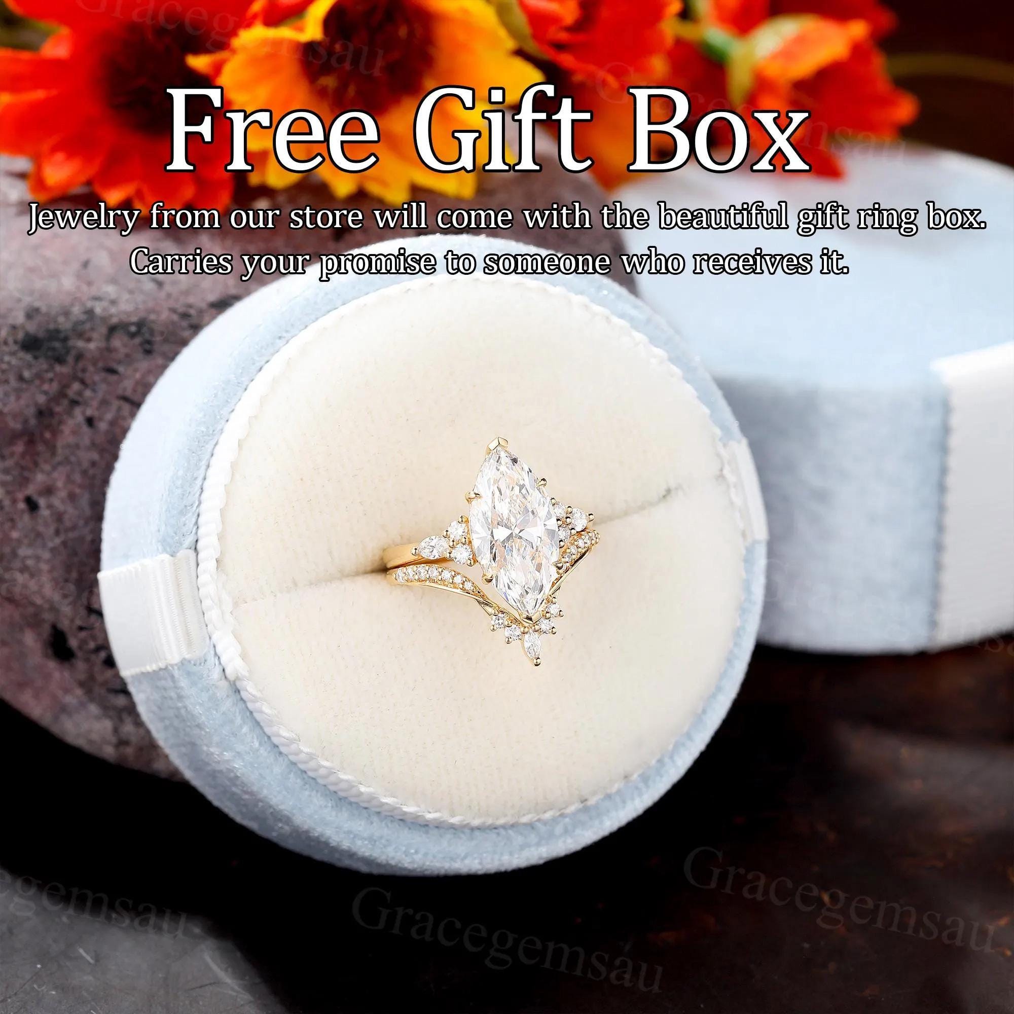 Marquise Lab Grown Diamond Bridal Set, Cluster Prong Filigree