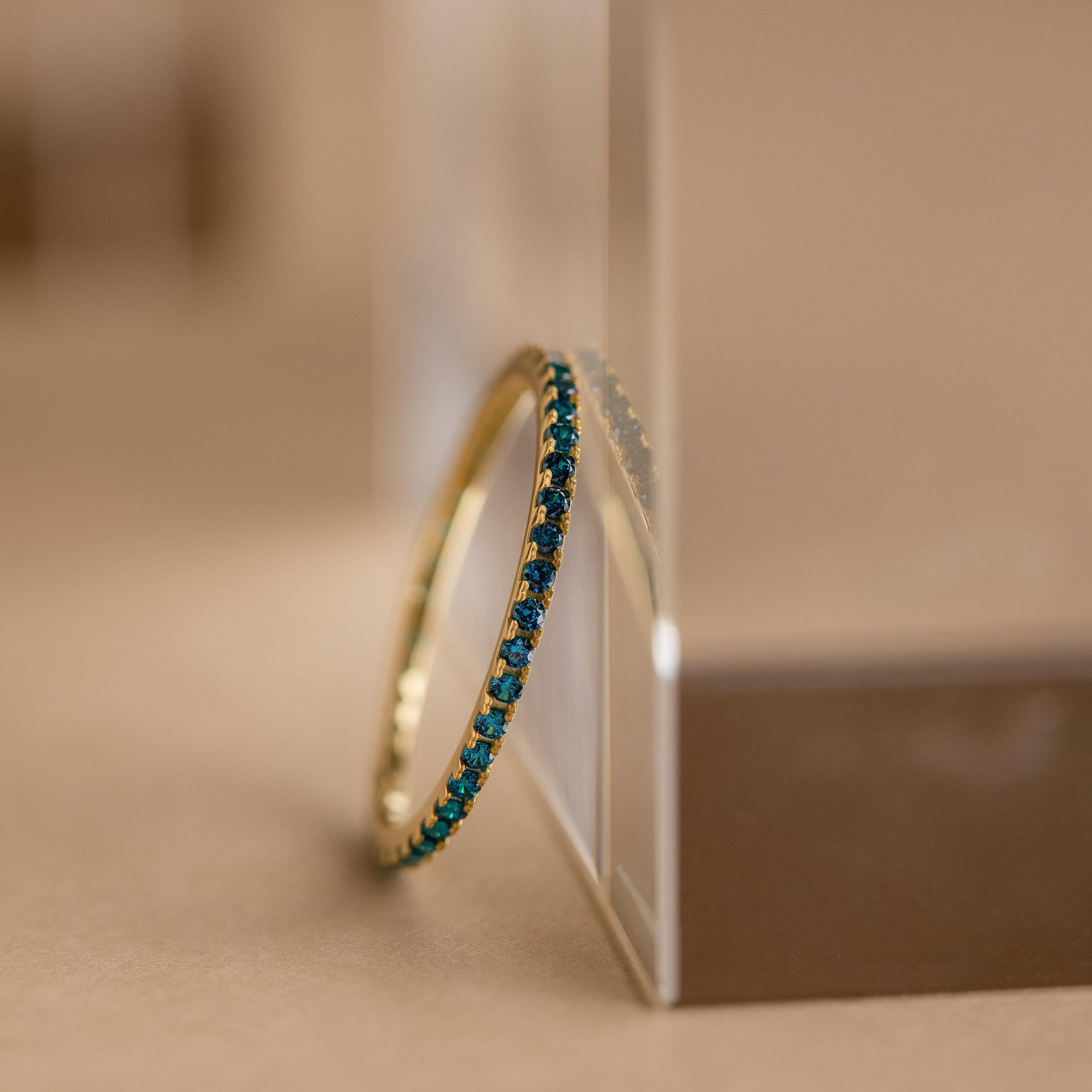 Birthstone Eternity Ring in Sterling Silver and 18K Gold