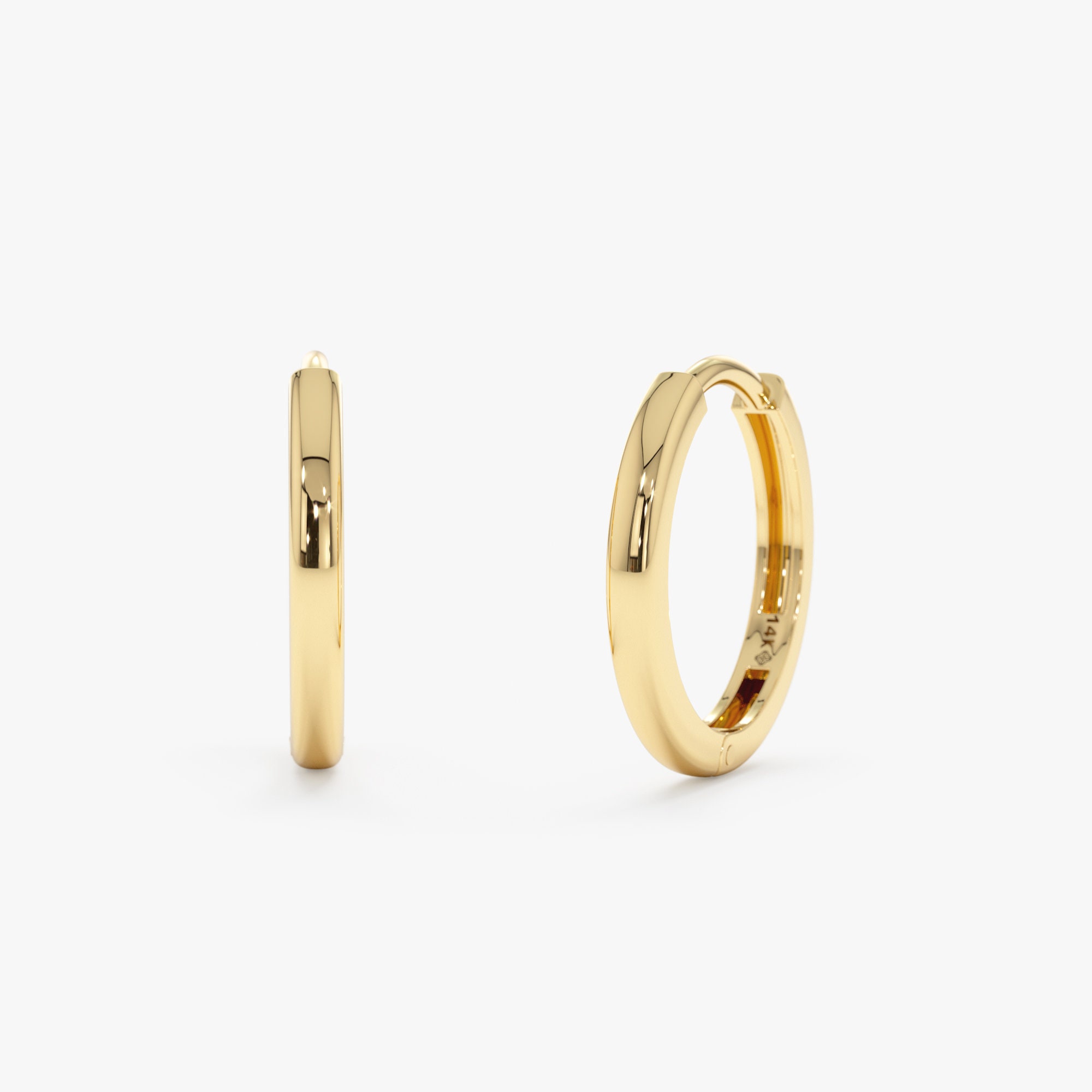 Mini 14K Solid Gold Huggie Earrings for Cartilage and Second Piercings, Sold as a Pair