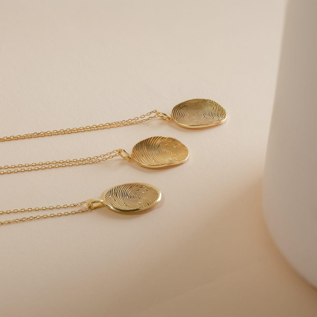 Deeply Engraved Fingerprint Memorial Necklace in 925 Sterling Silver