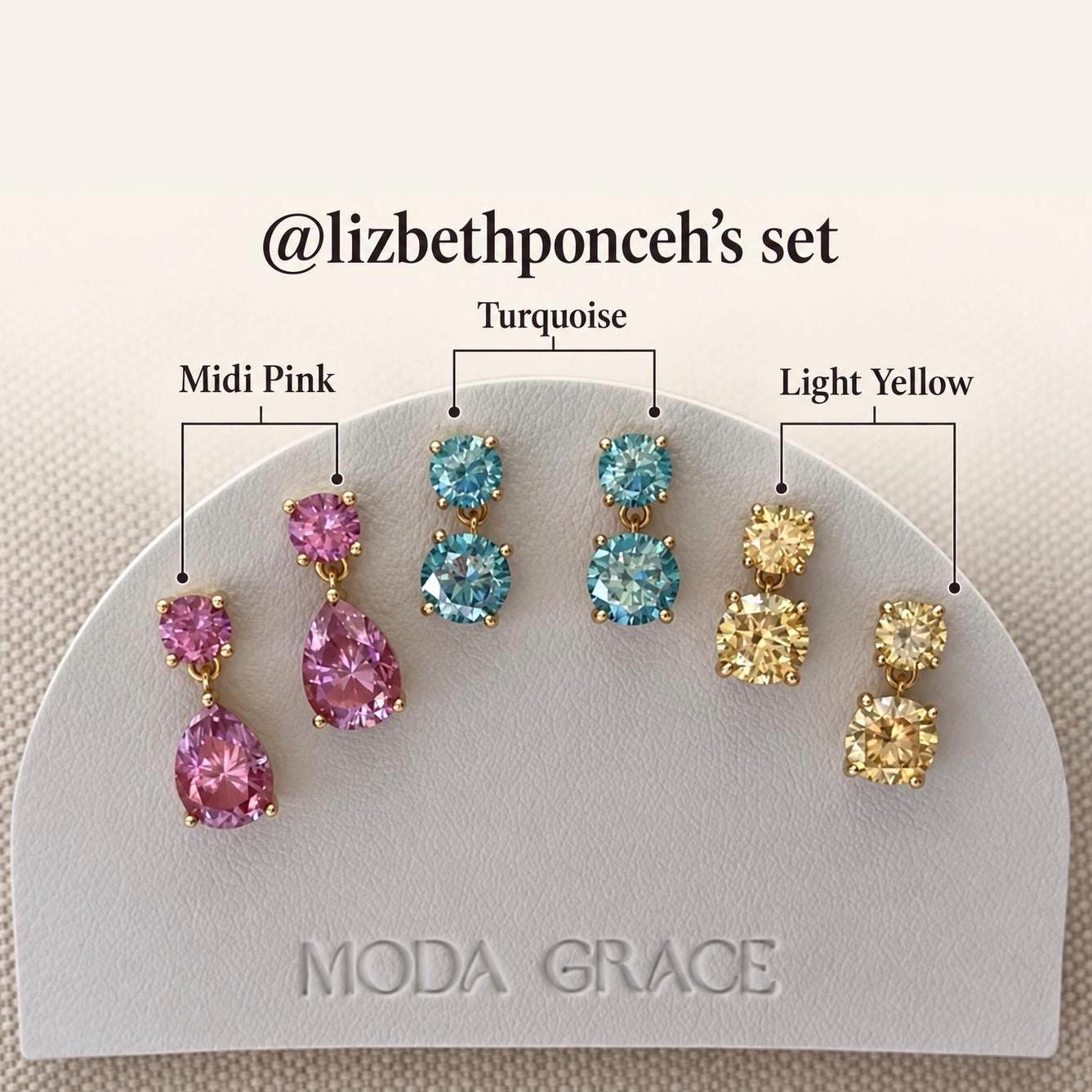 Certified Moissanite Double Drop Earrings with a Round Stud and Pear Drop