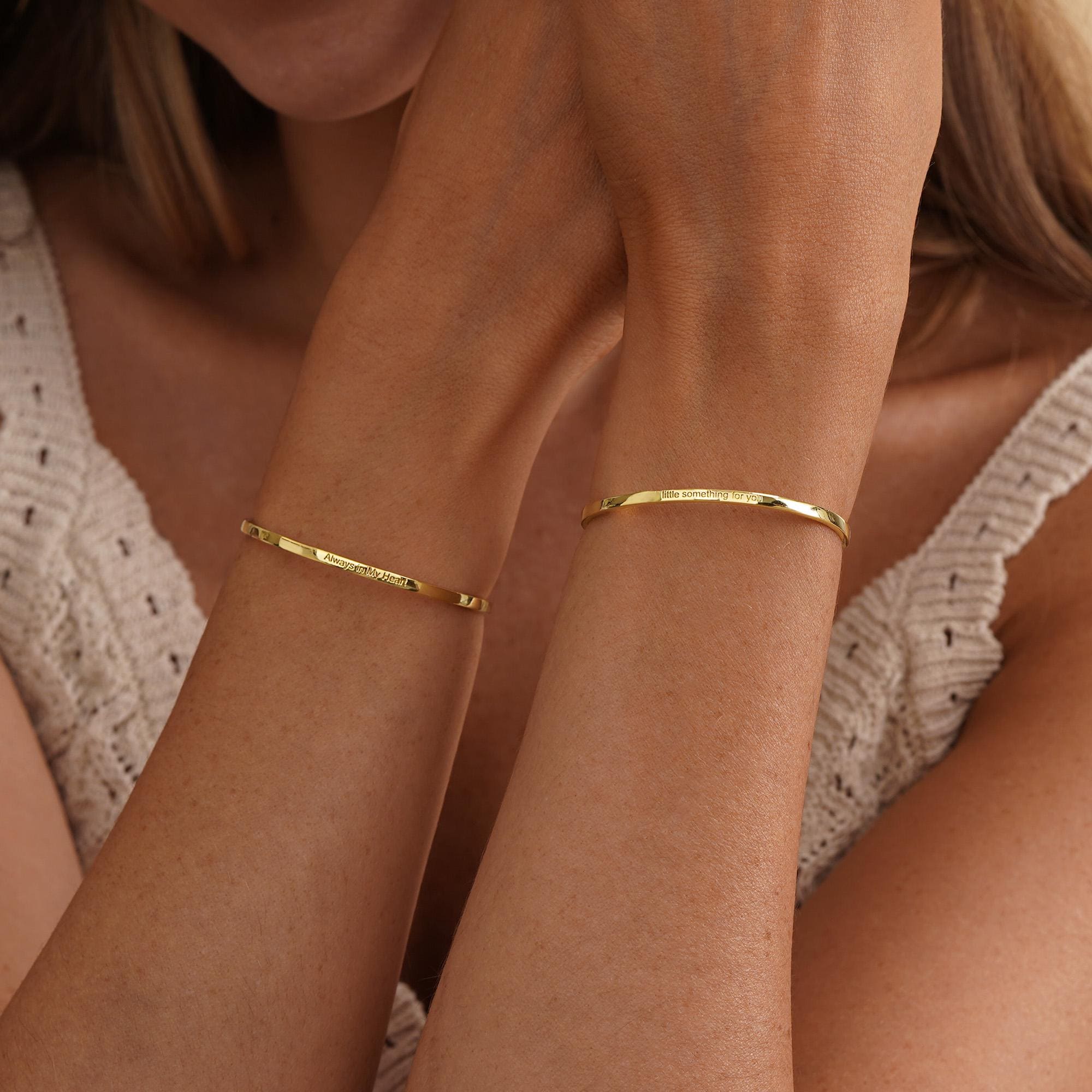 Personalized Engraved Affirmation Cuff Bracelet in Adjustable Sizes