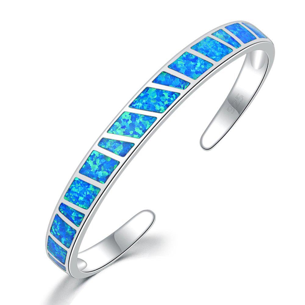 Opal Cuff Bracelet with Custom Engraving in Gold Plated Finish