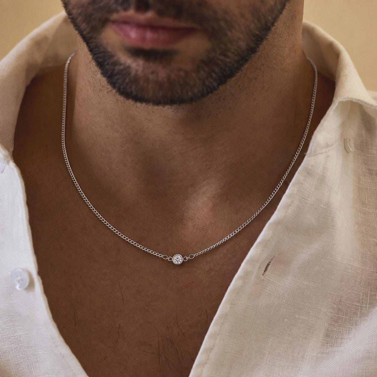 Men's Custom Birthstone Necklace with Copper Pendant in Rose Gold Plating