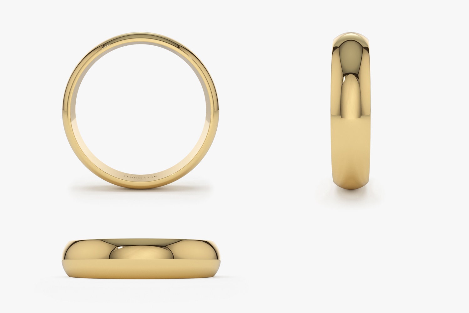 14K Solid Gold 4mm Classic Dome Wedding Band