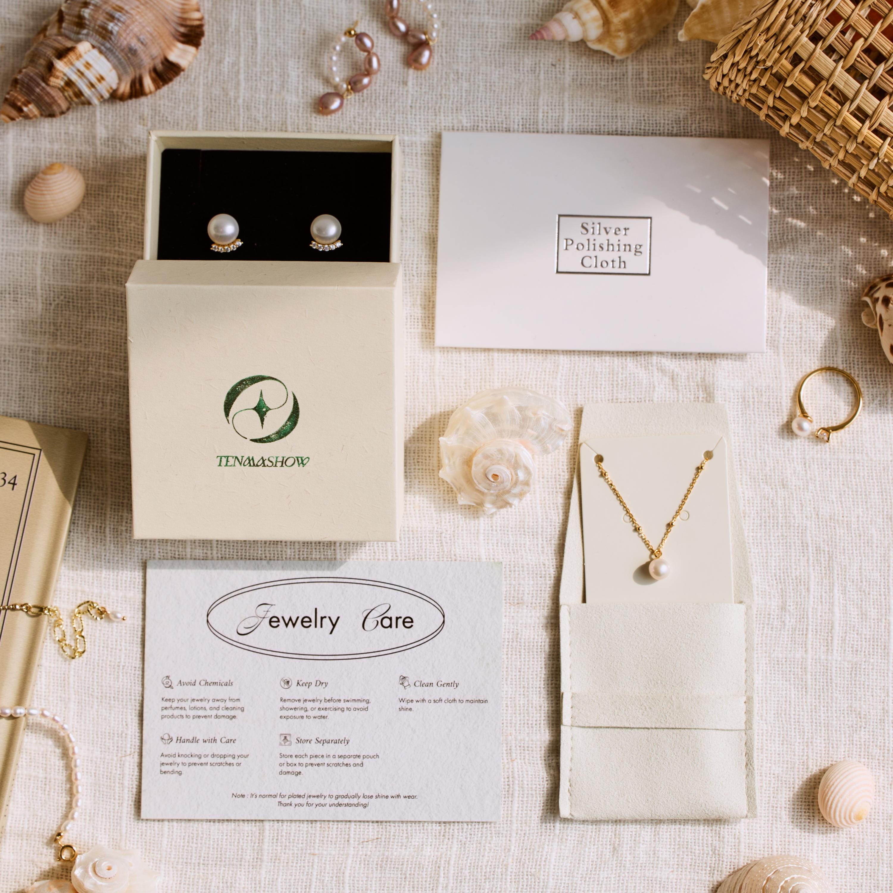 Pearl Leaf Necklace with CZ Stones, Olive Branch Design