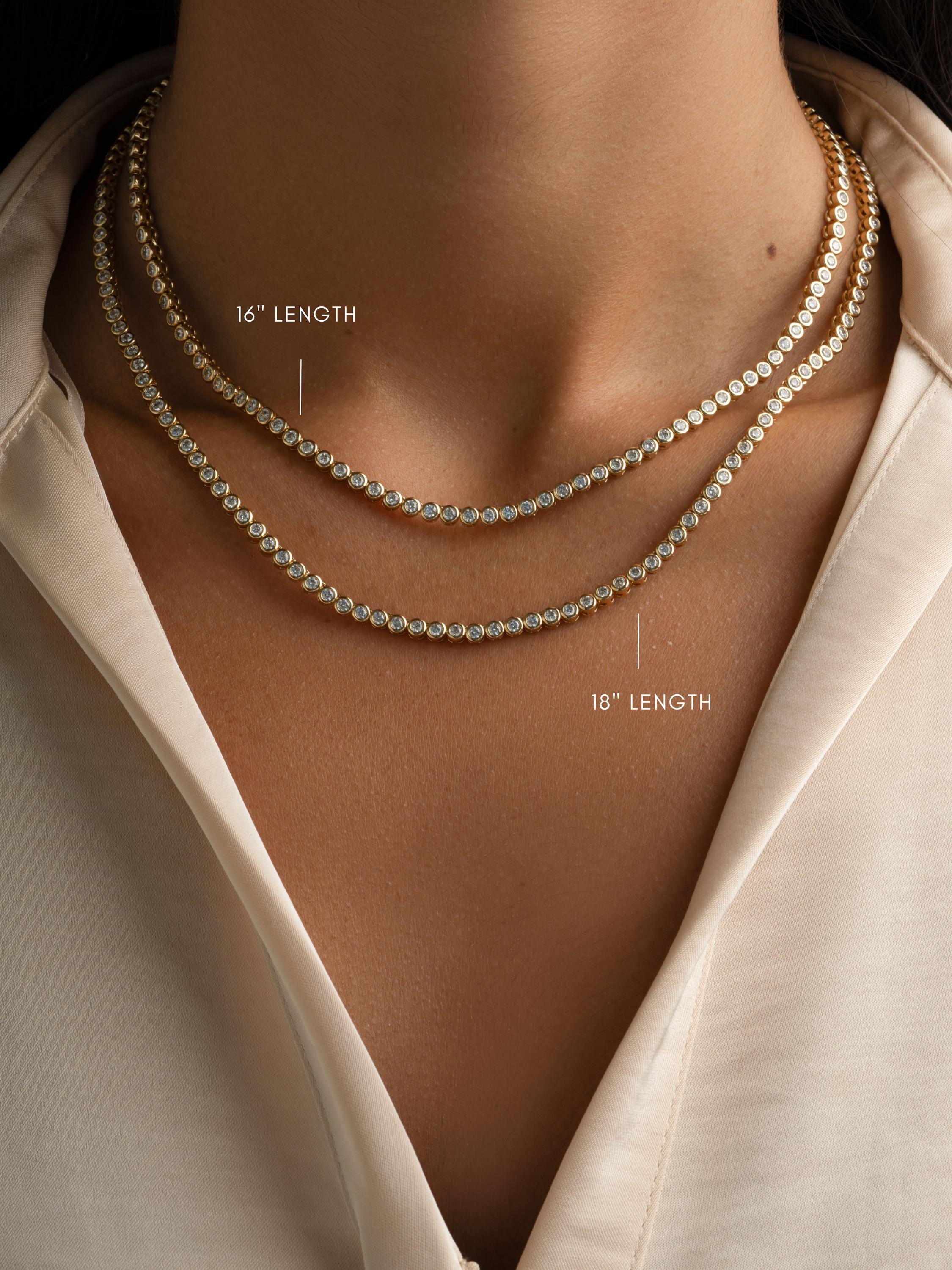 Round Bezel Cubic Zirconia Tennis Necklace with 2.5mm Stones