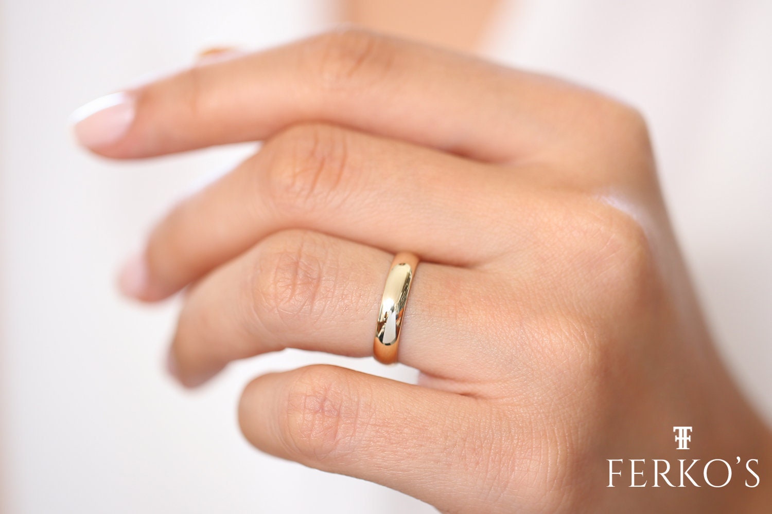 14K Solid Gold 4mm Classic Dome Wedding Band