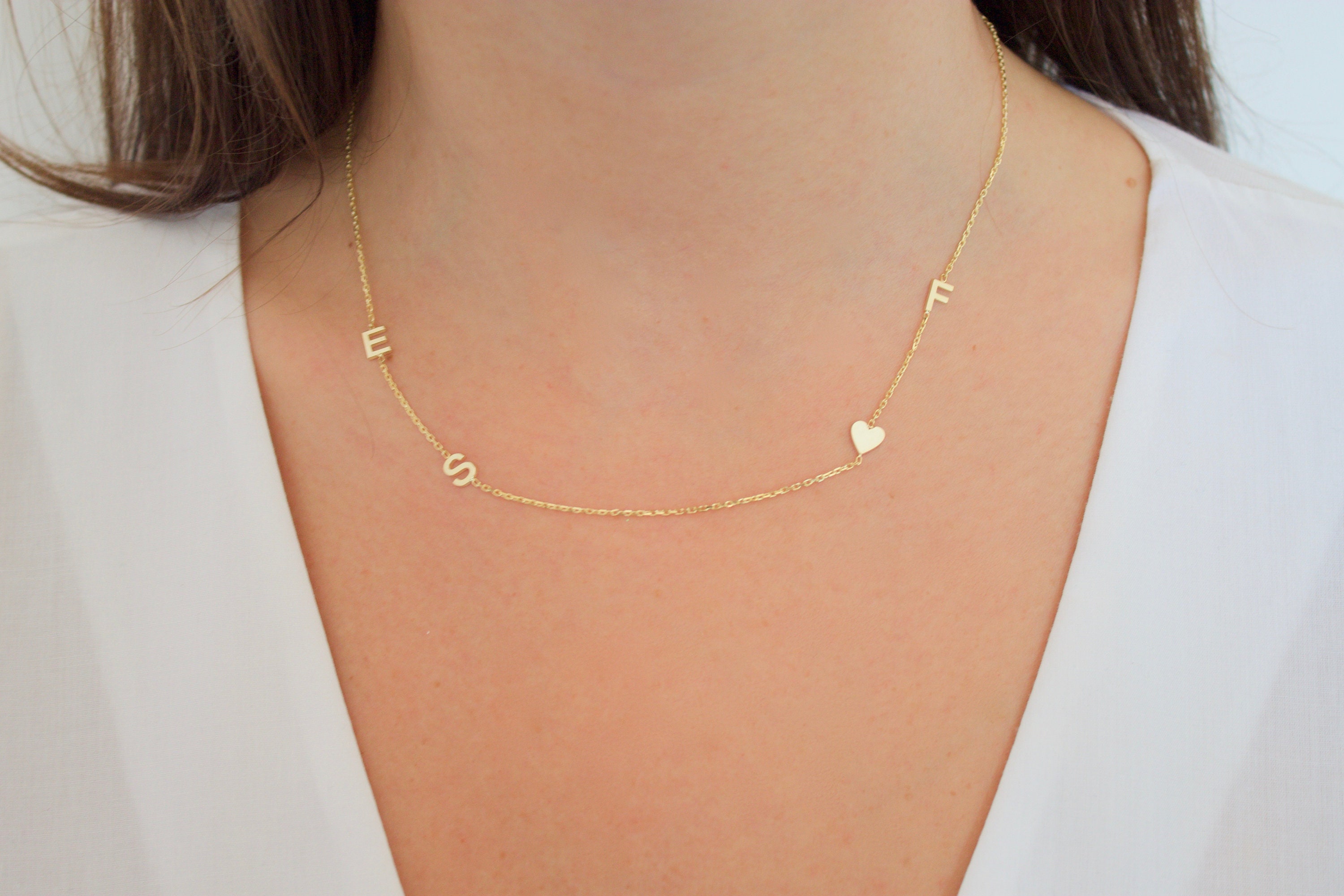 Initial and Birthstone Letter Necklace in Gold Plated Sterling Silver