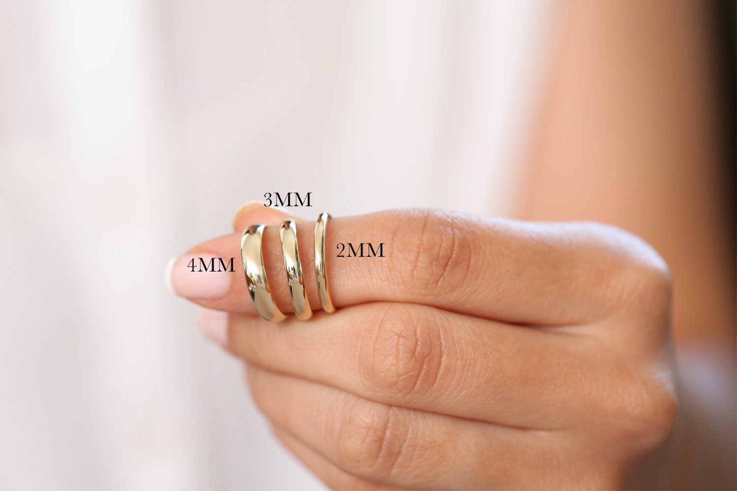 14K Solid Gold 4mm Classic Dome Wedding Band