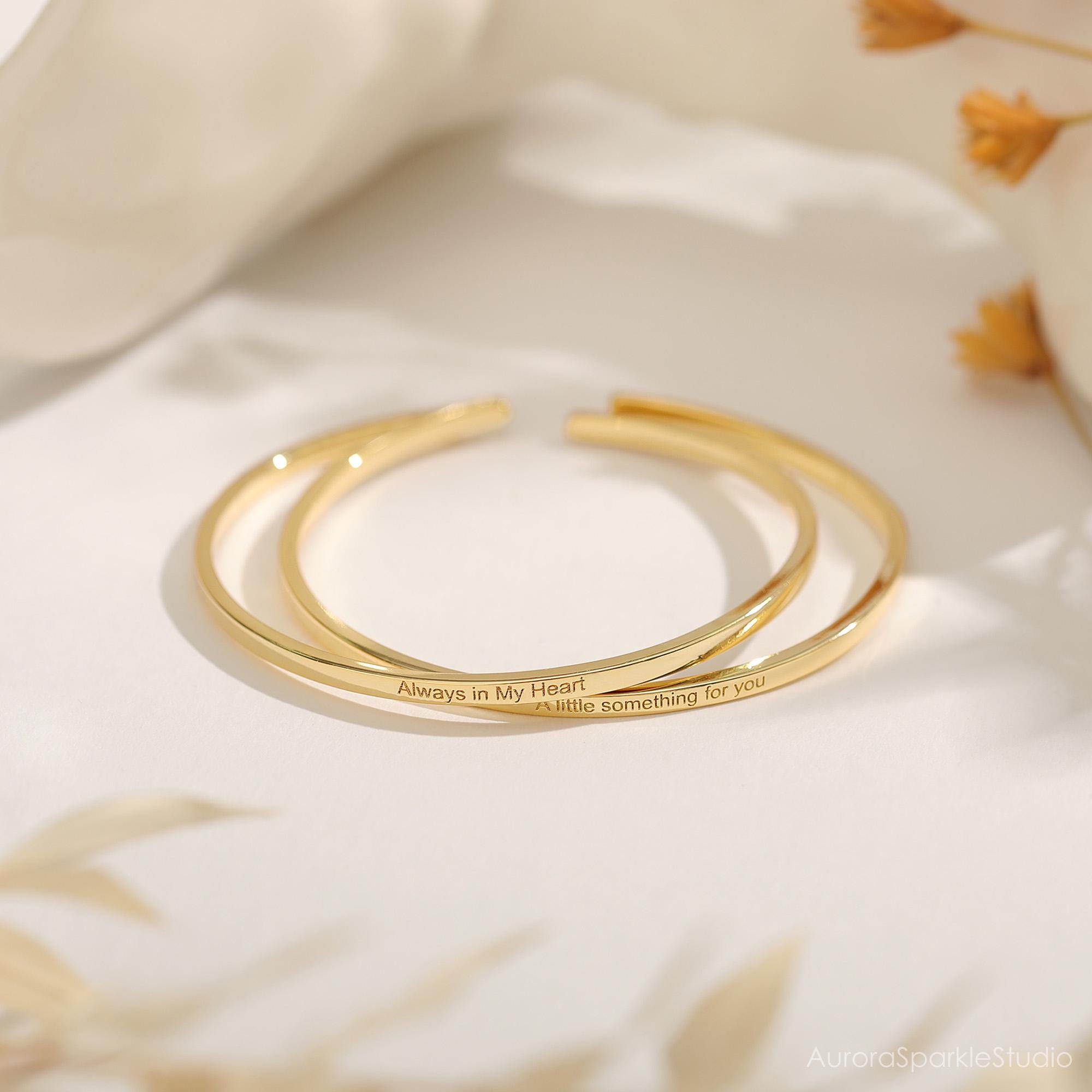 Personalized Engraved Affirmation Cuff Bracelet in Adjustable Sizes