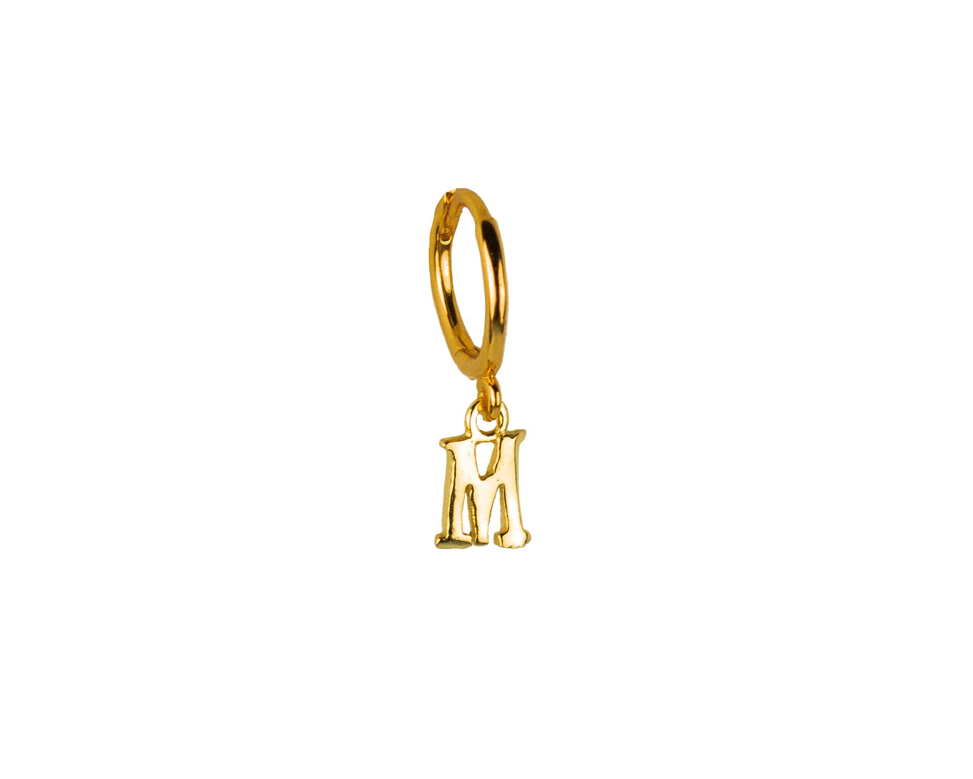 Gold Initial Hoop Earring in 18K Gold Plated Sterling Silver