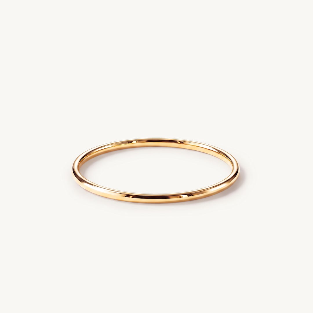 Solid Gold Thin Wedding Band, 1mm Dainty Stacking Ring