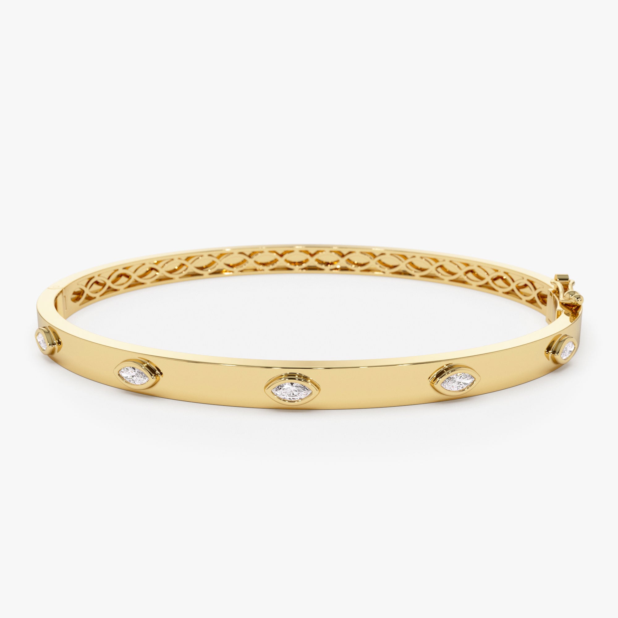 14K Gold Marquise Diamond Bangle Bracelet