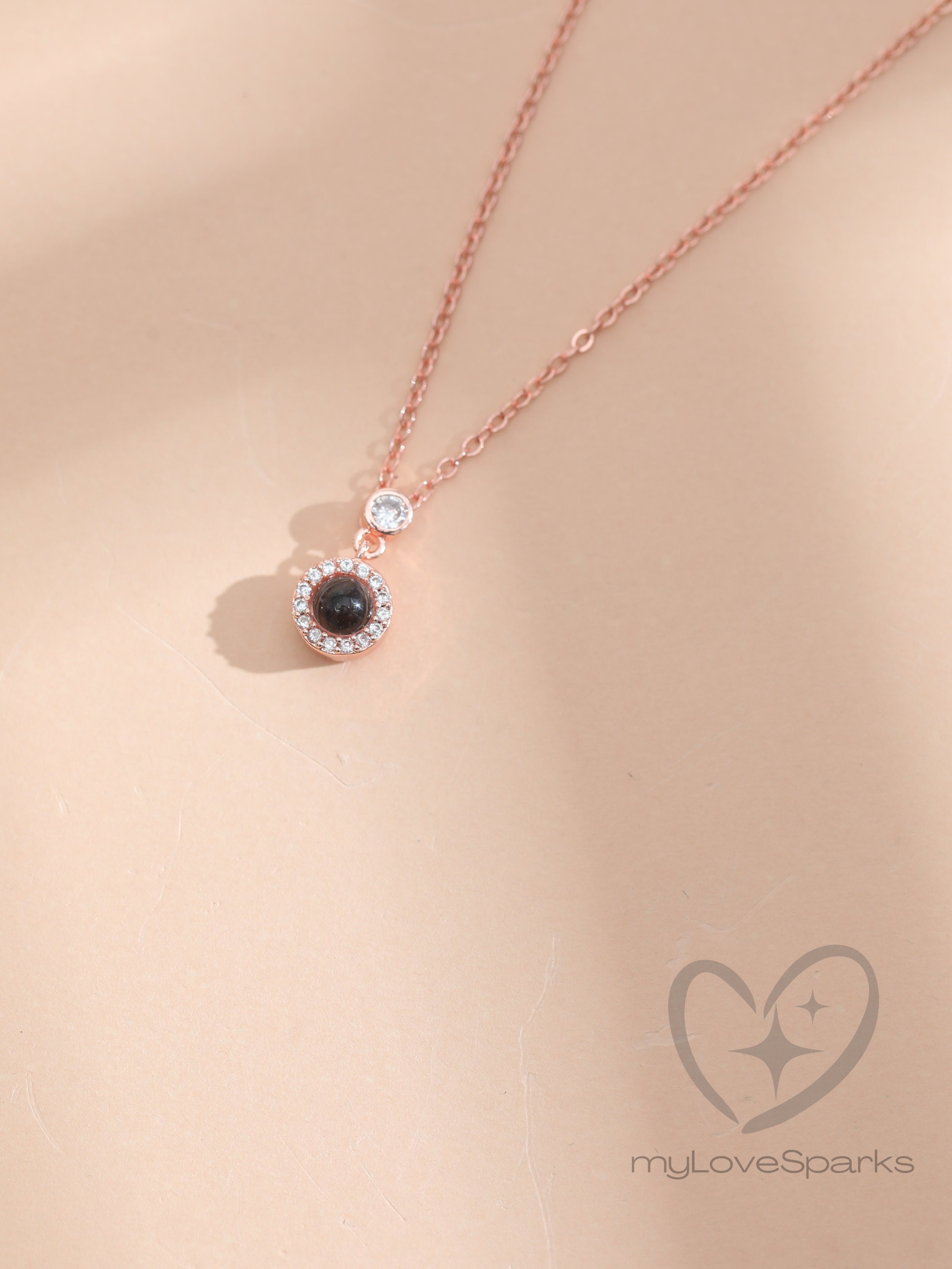 Minimalist Photo Projection Necklace in Stainless Steel