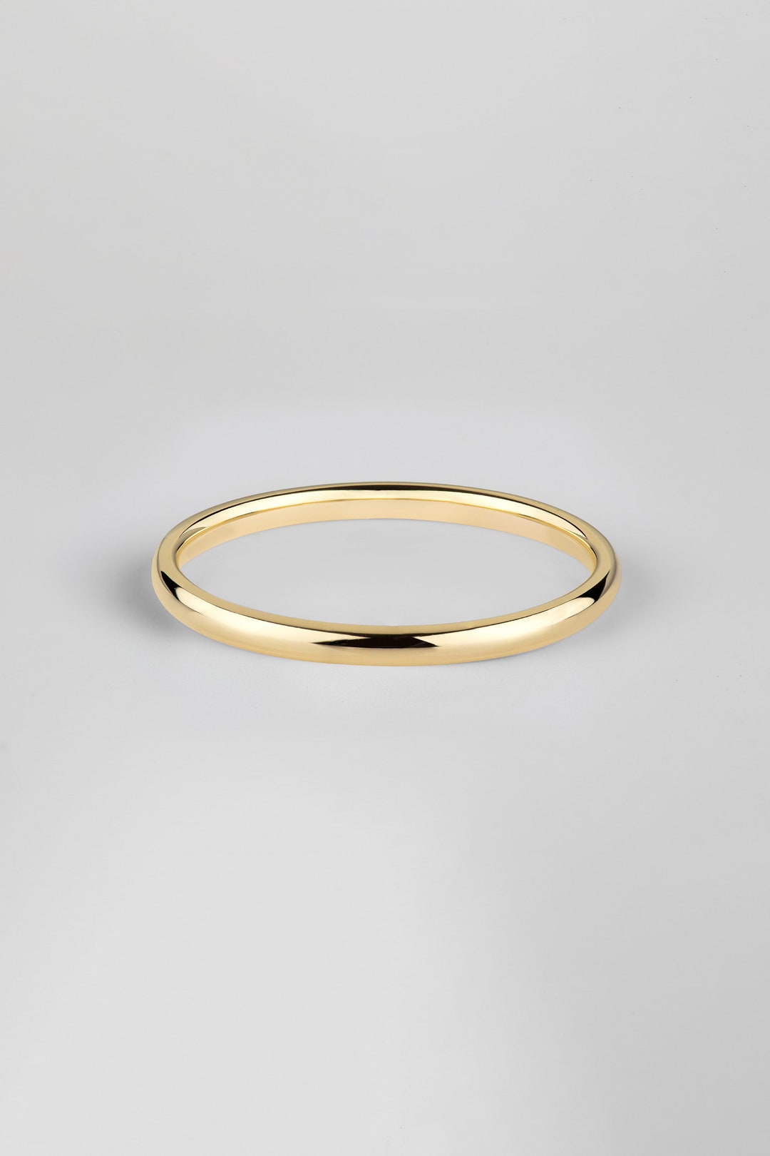2mm Yellow Gold Dome Wedding Band with Polished Finish
