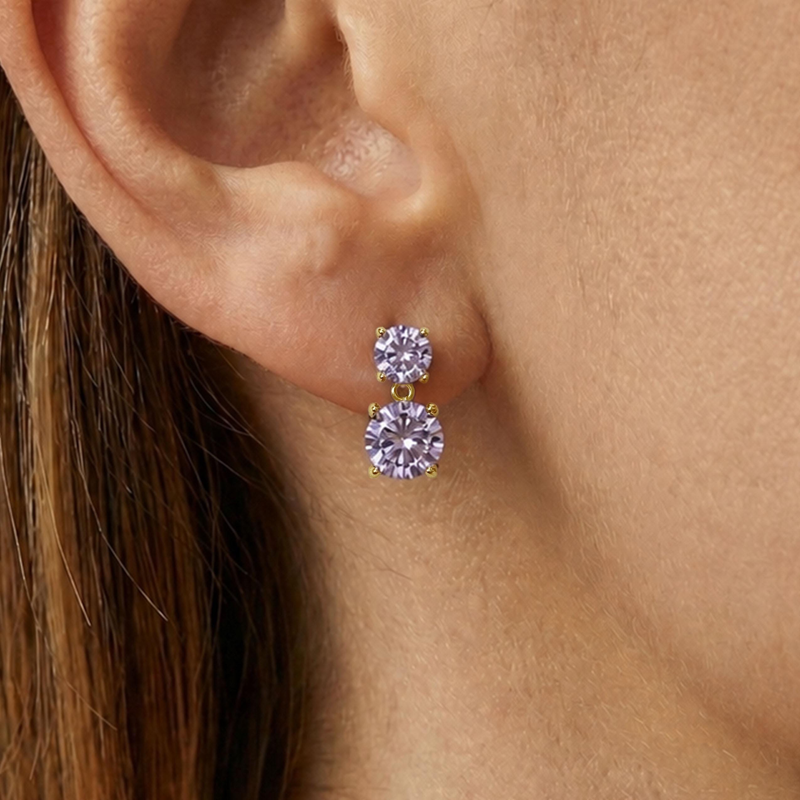 Certified Moissanite Double Drop Earrings in 925 Sterling Silver