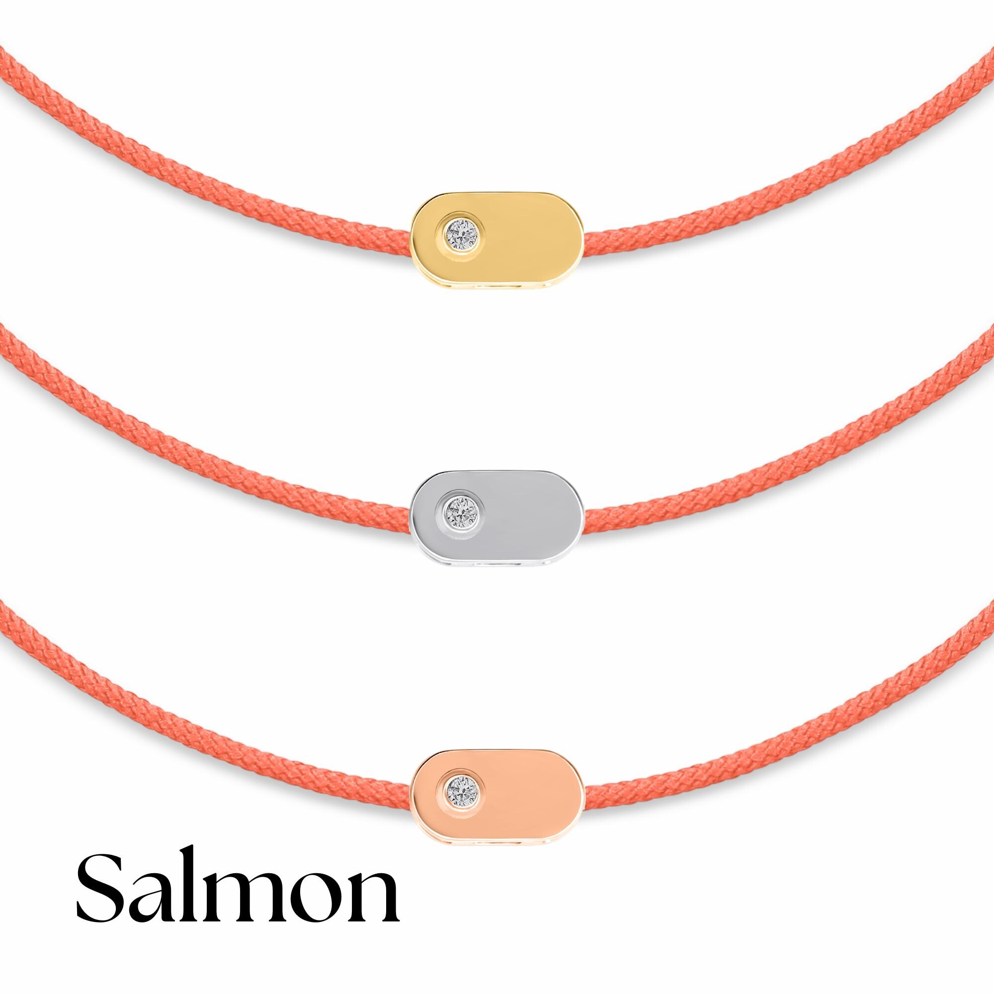 Personalized 14K Solid Gold Initial Bracelet with Natural Diamond on Silk Thread