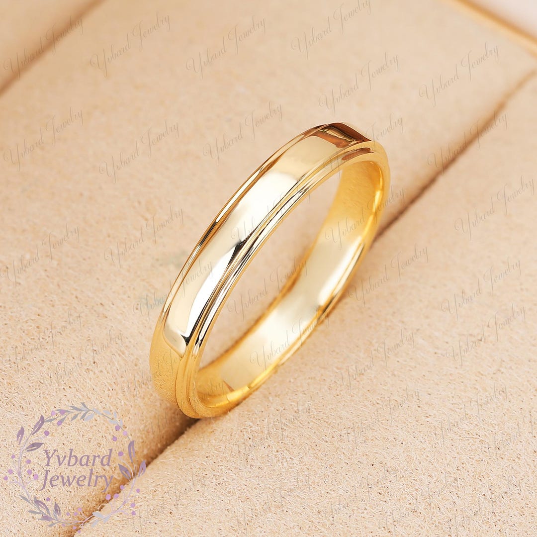 Solid Gold Comfort Fit Wedding Band in 10K 14K or 18K Yellow Gold