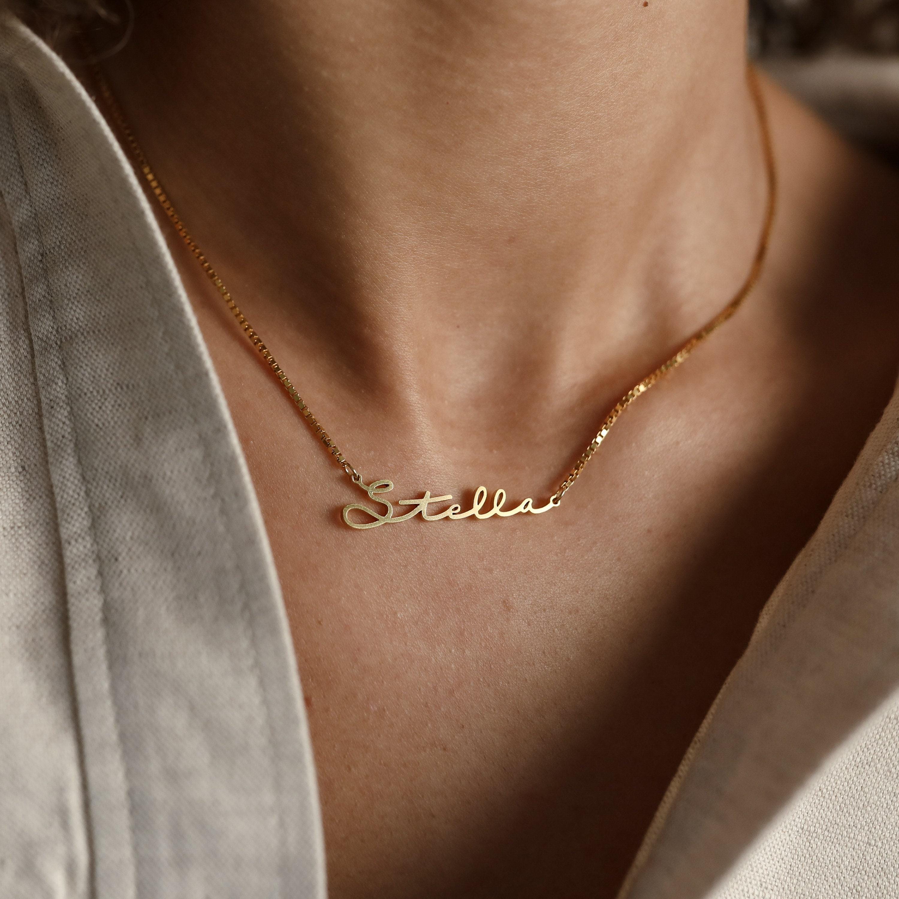 Personalized Box Chain Name Necklace in Sterling Silver