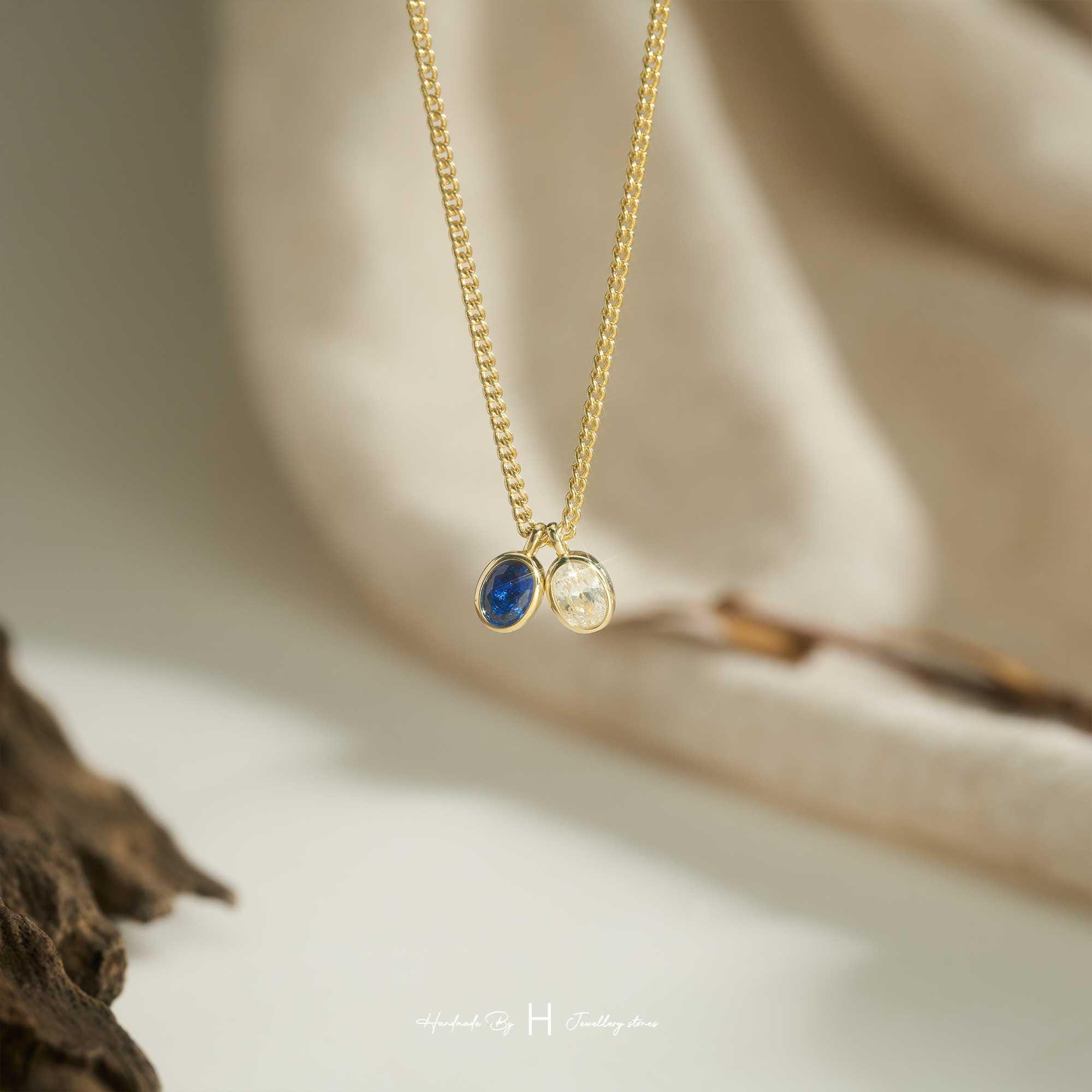 Custom Birthstone Necklace for Dad with Copper Pendant and Zircon Stone