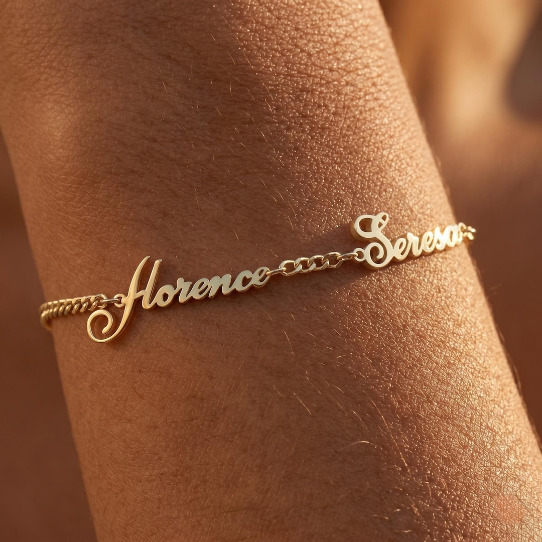 Gold Plated Multi Name Bracelet in Sterling Silver