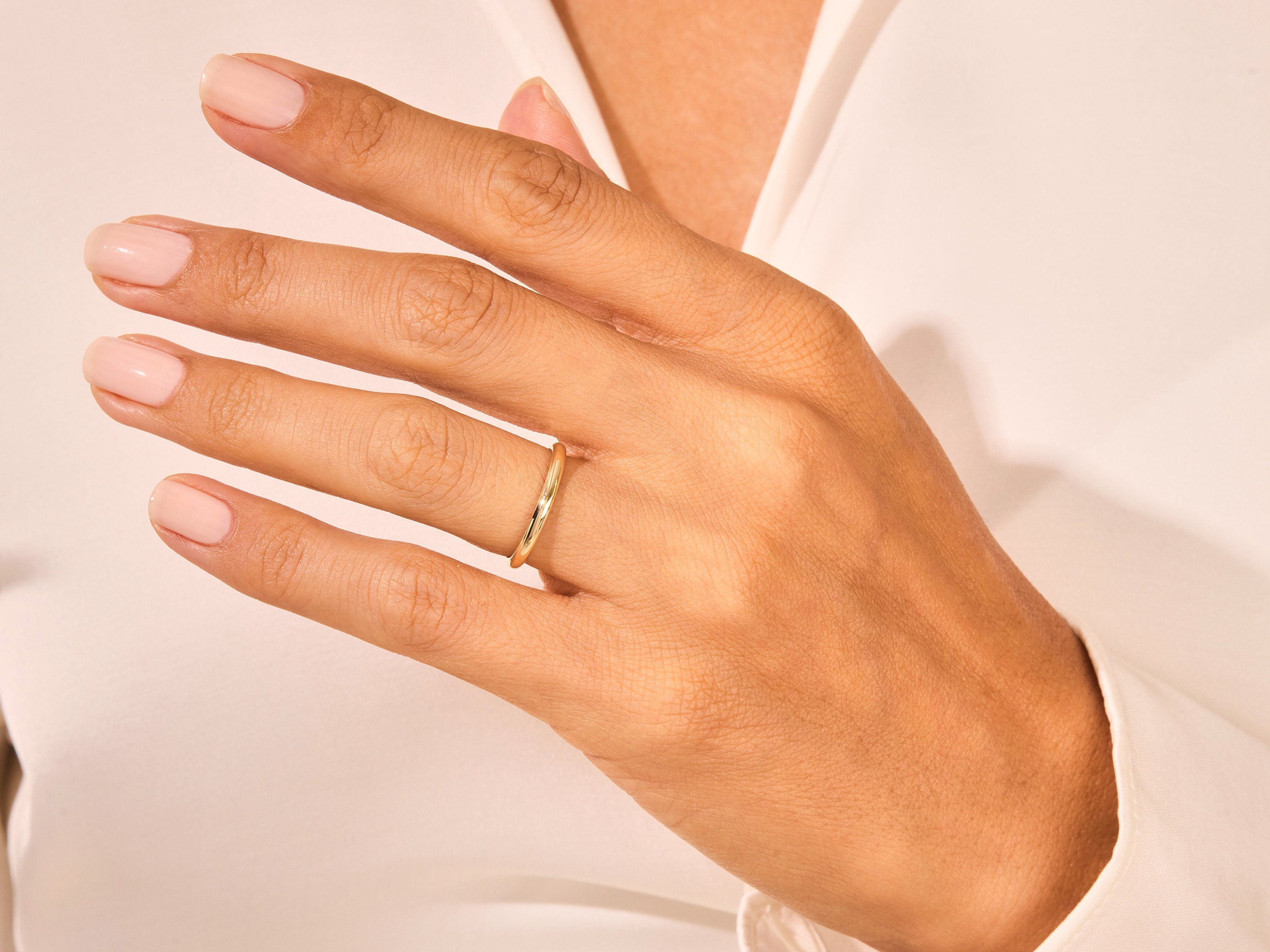 14K Yellow Gold Dome Wedding Band, Polished Comfort Fit