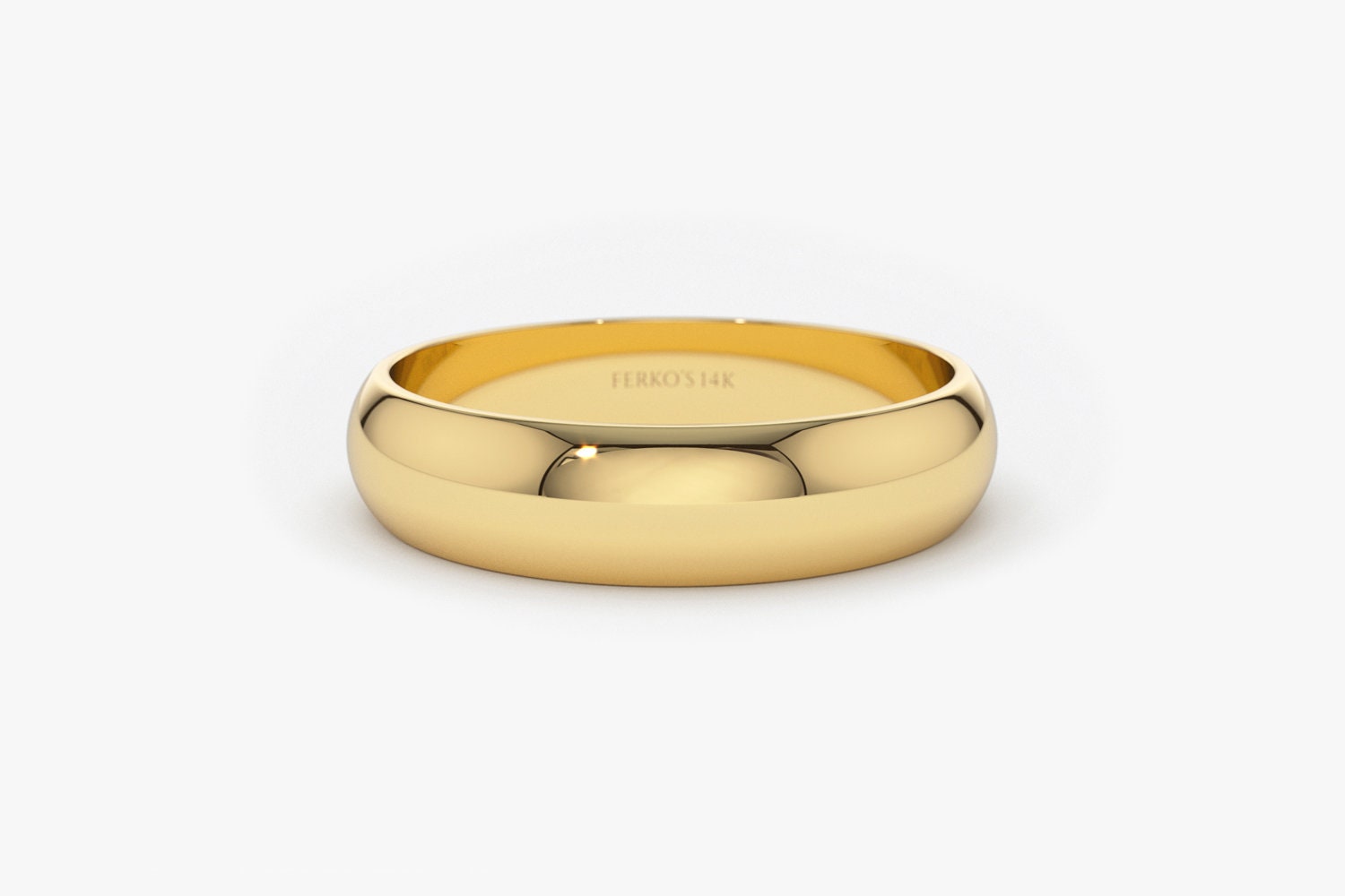 14K Solid Gold 4mm Classic Dome Wedding Band