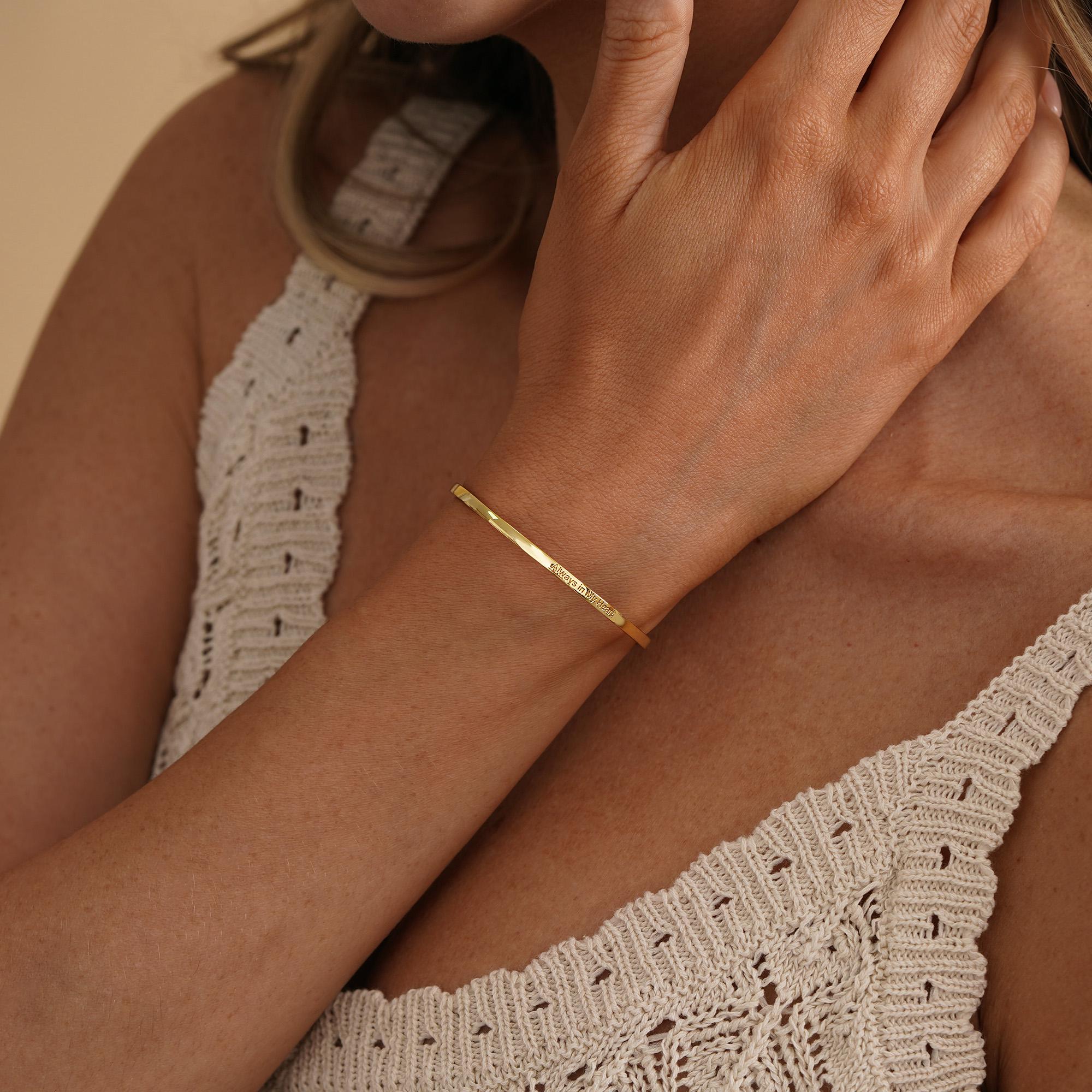 Personalized Engraved Affirmation Cuff Bracelet in Adjustable Sizes