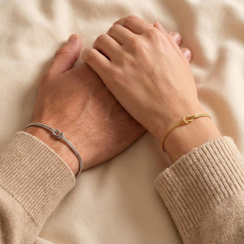 Love Knot Bracelet for Couples in Plated Stainless Steel