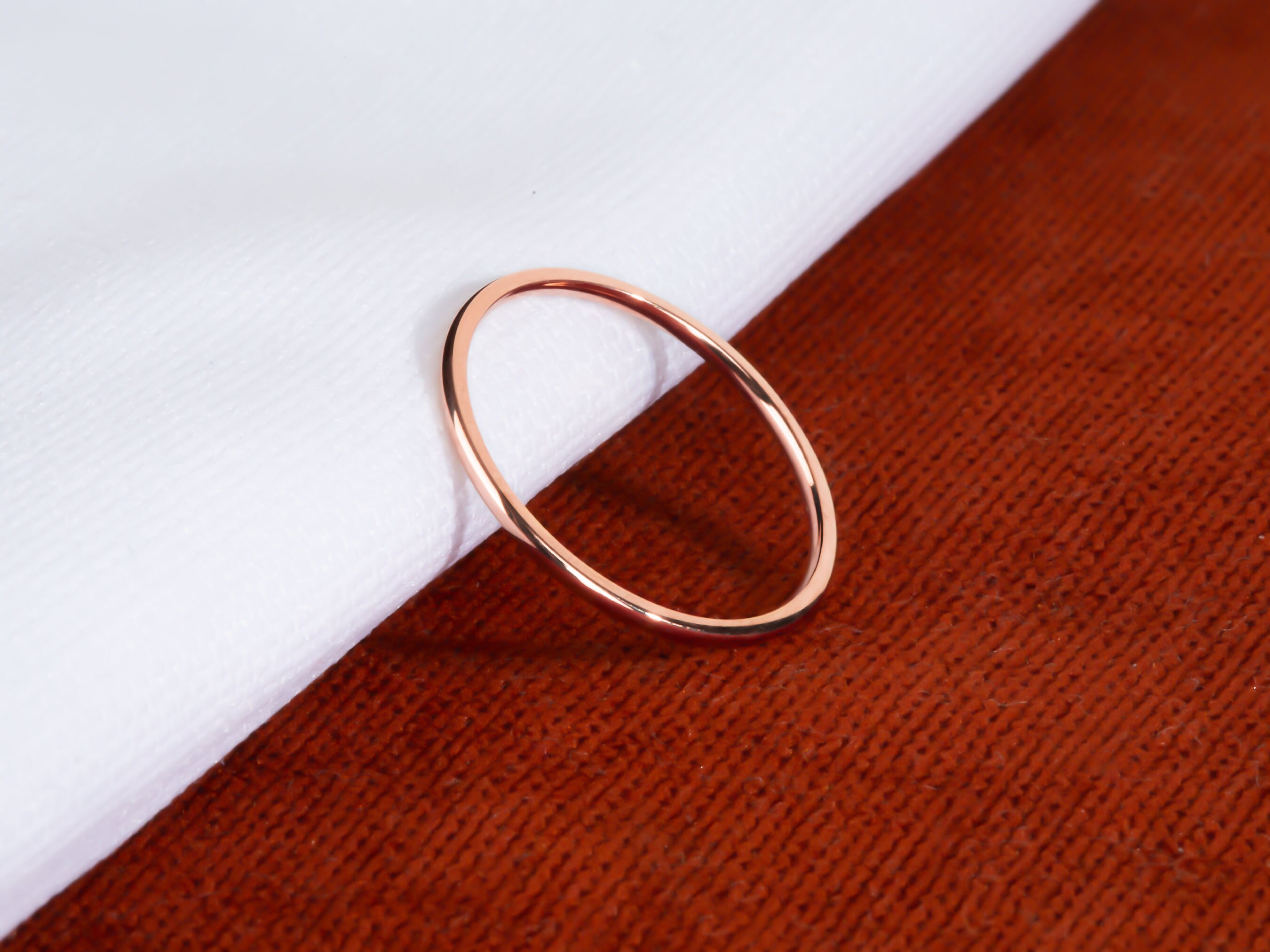 Solid Gold Thin Wedding Band, 1mm Minimalist Ring