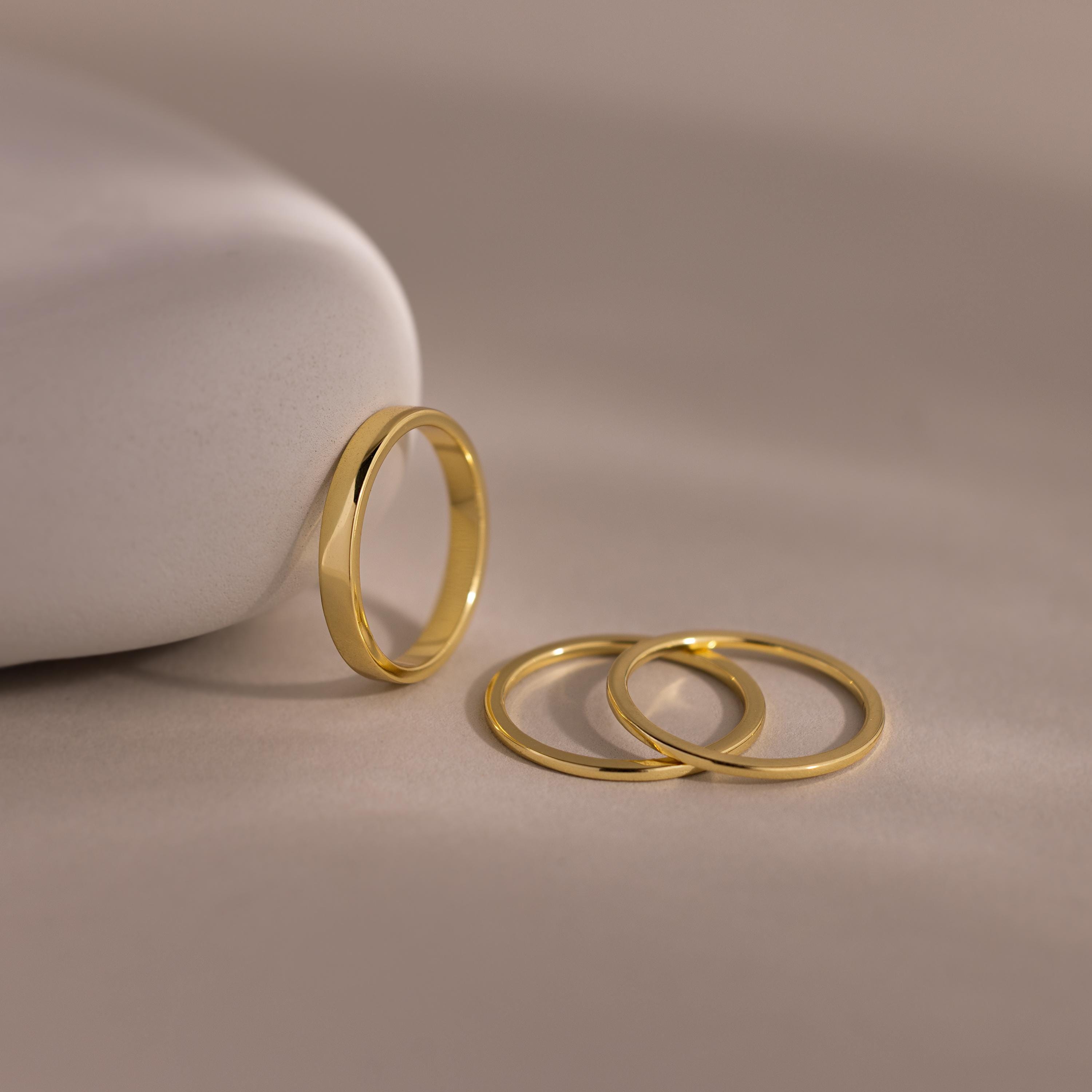 Minimalist Gold Stacking Ring Set of 3 Bands