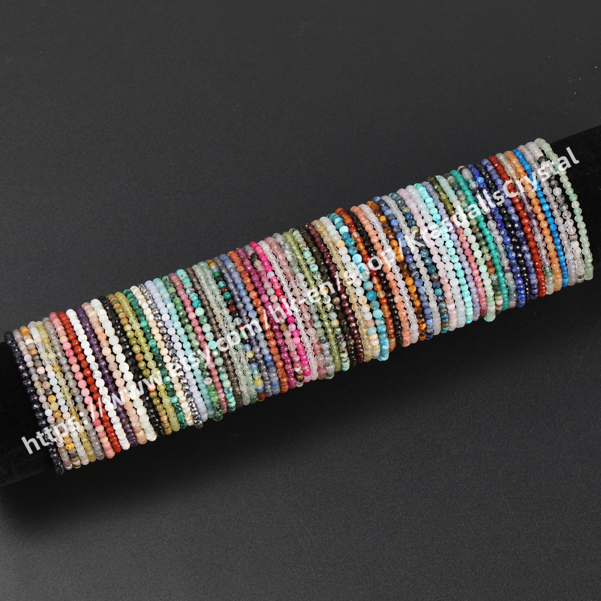 Natural Crystal Mini Beaded Bracelet with Faceted 3-3.5 mm Stones