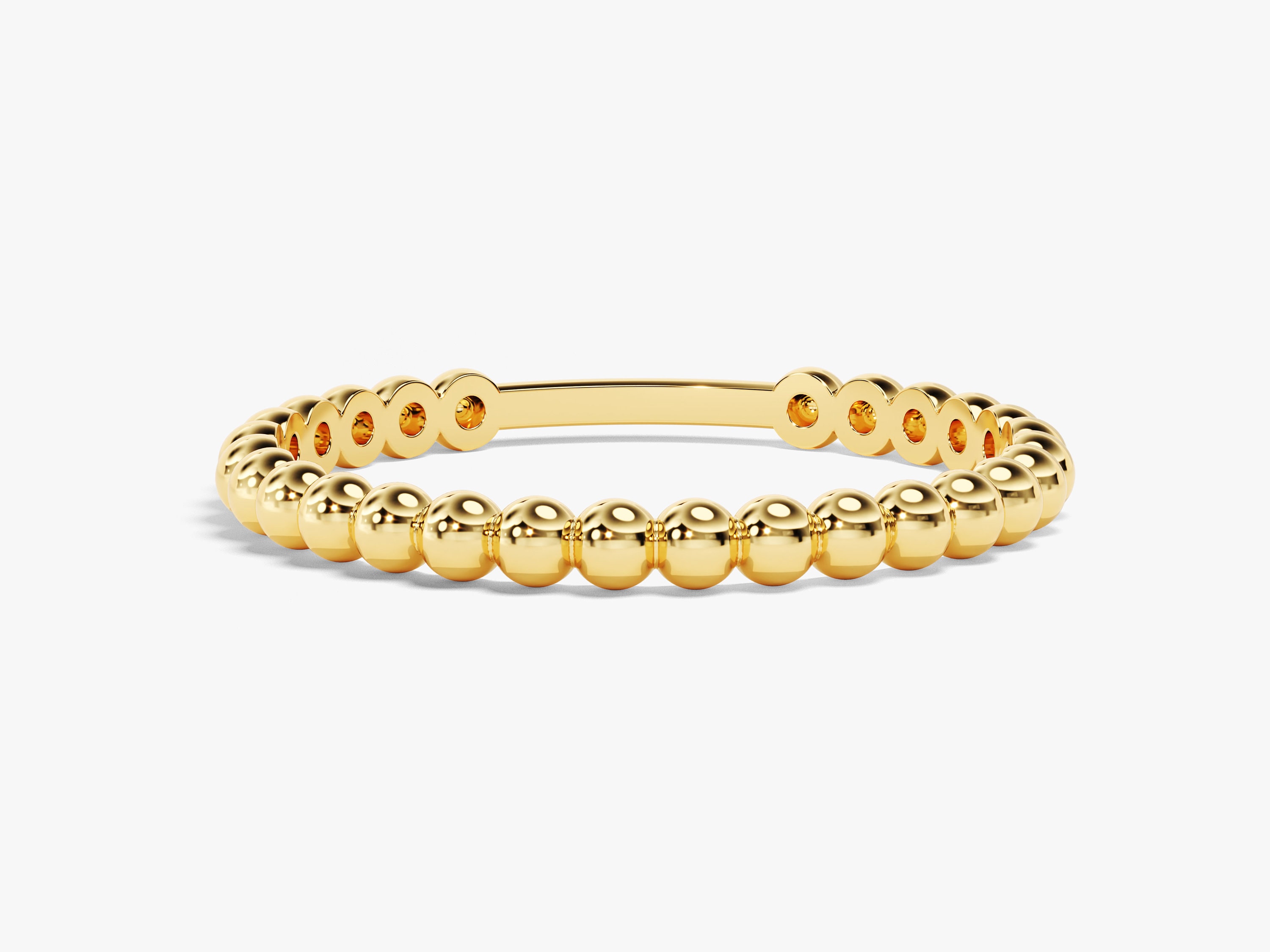 14K Gold Beaded Ring, Dainty Stacking Band 2mm 3mm 4mm