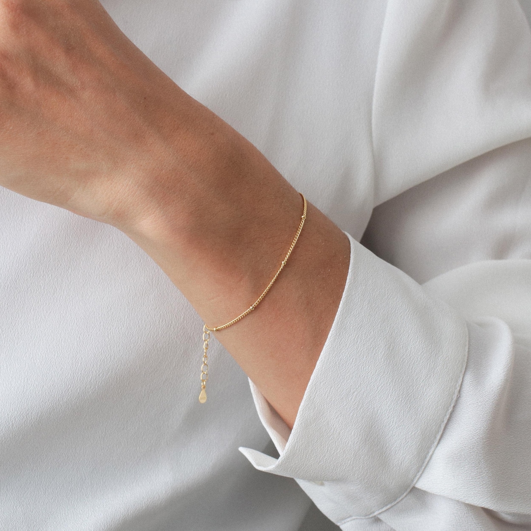Dainty Sterling Silver Chain Bracelet with Optional Gold Plating