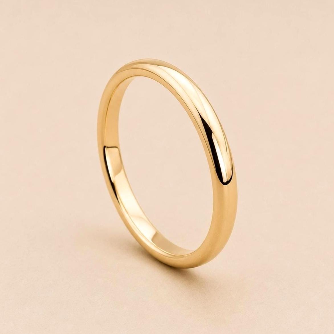14K Solid Gold 2mm Dome Wedding Band