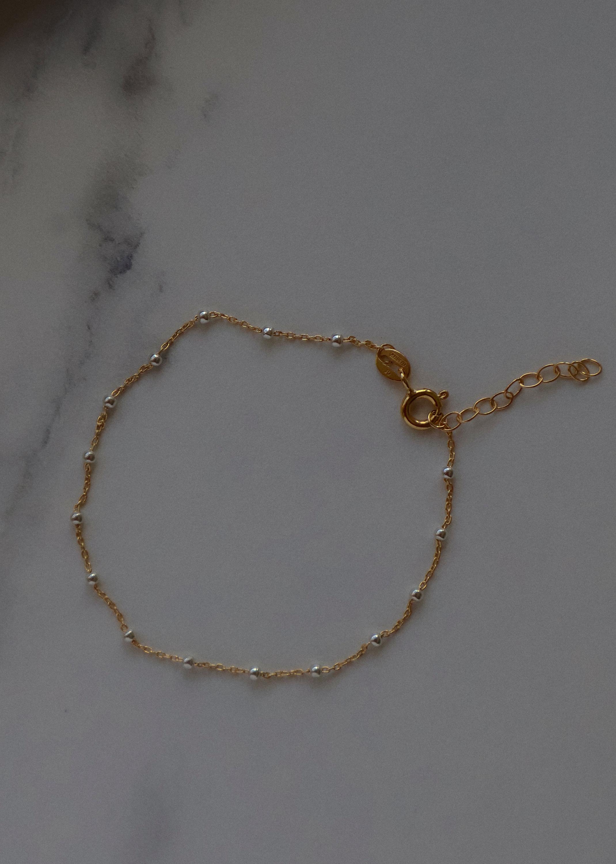 14K Gold Filled Satellite Bracelet with Sterling Silver Beads