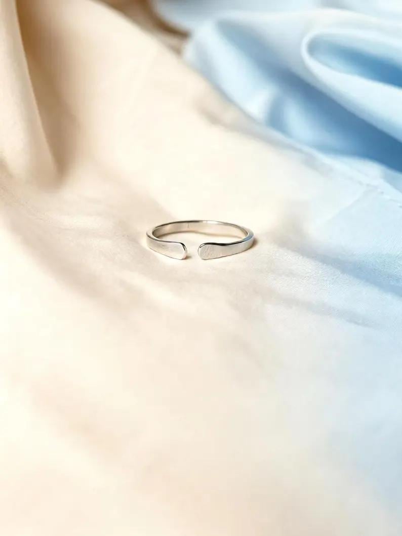 Custom Engraved Double Initial Ring, 18K Gold Plated Steel