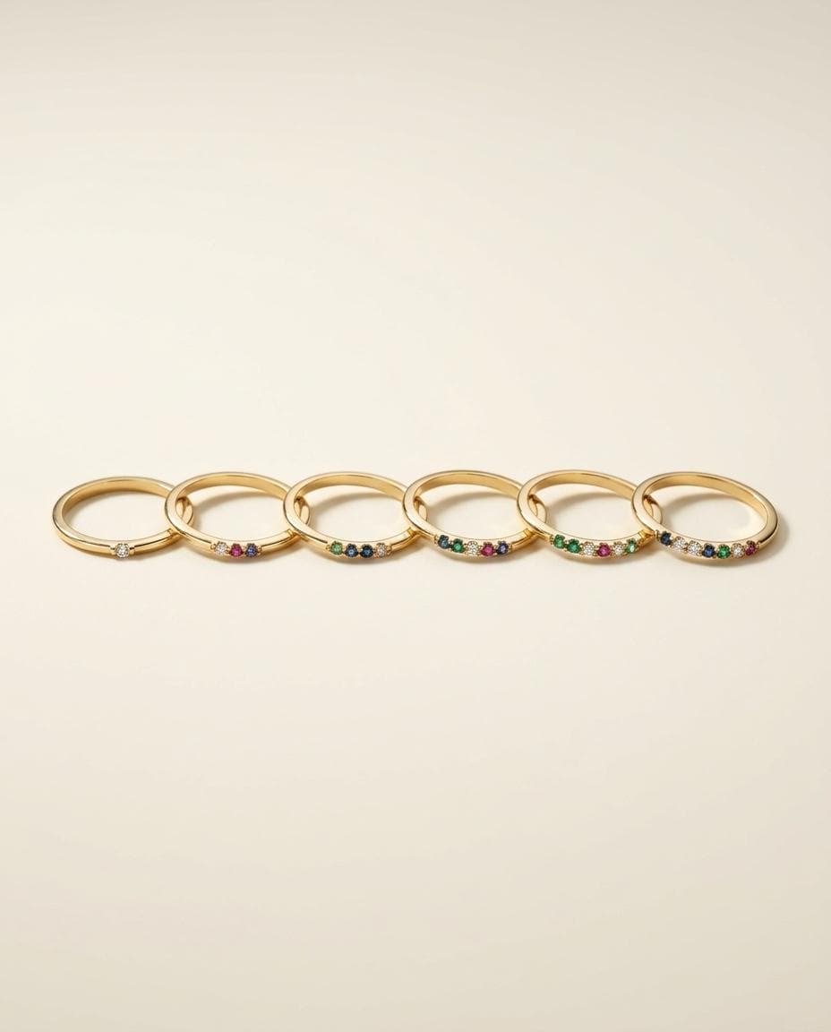 Personalized Birthstone Sterling Silver Stacking Ring