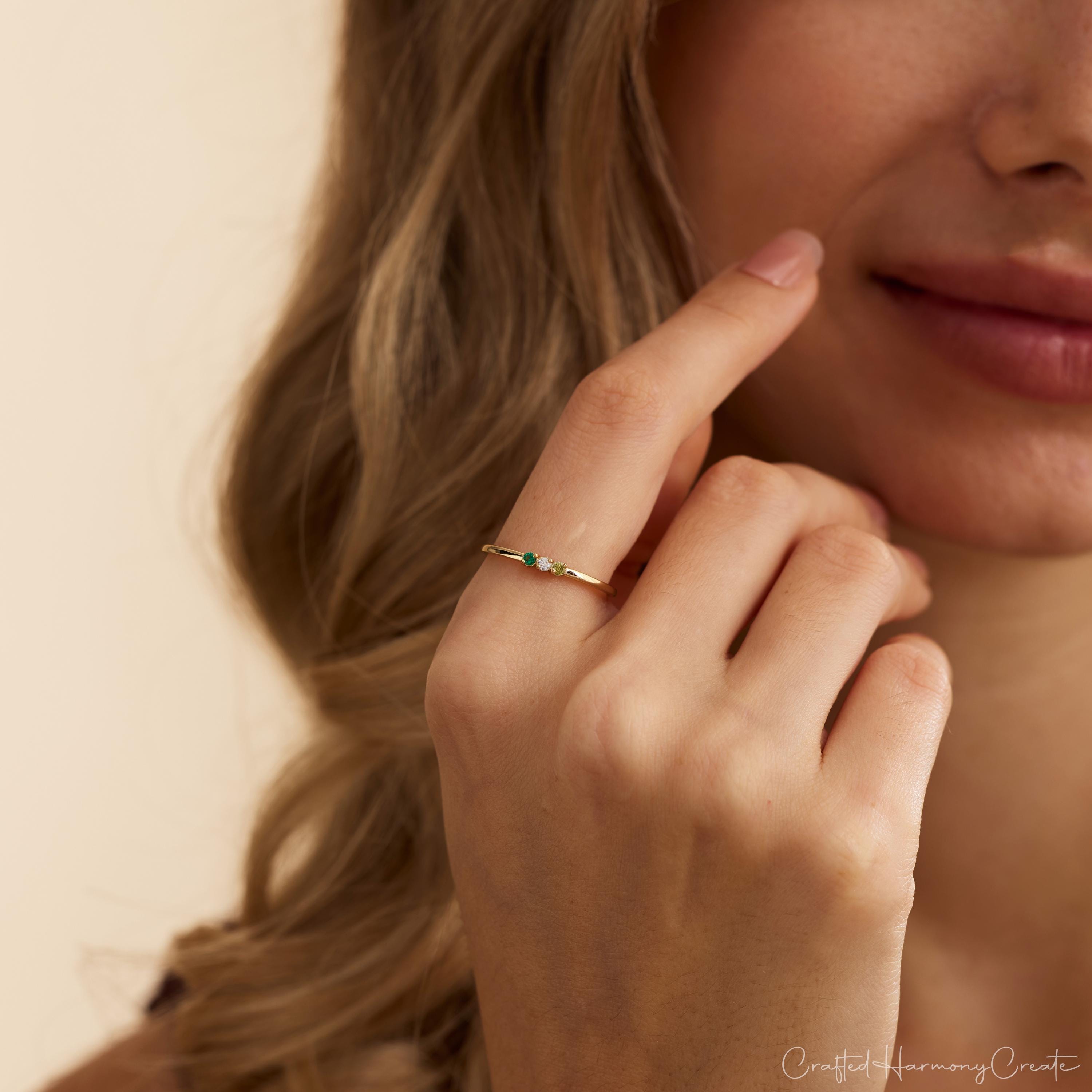 Personalized Multiple Round Birthstone Ring