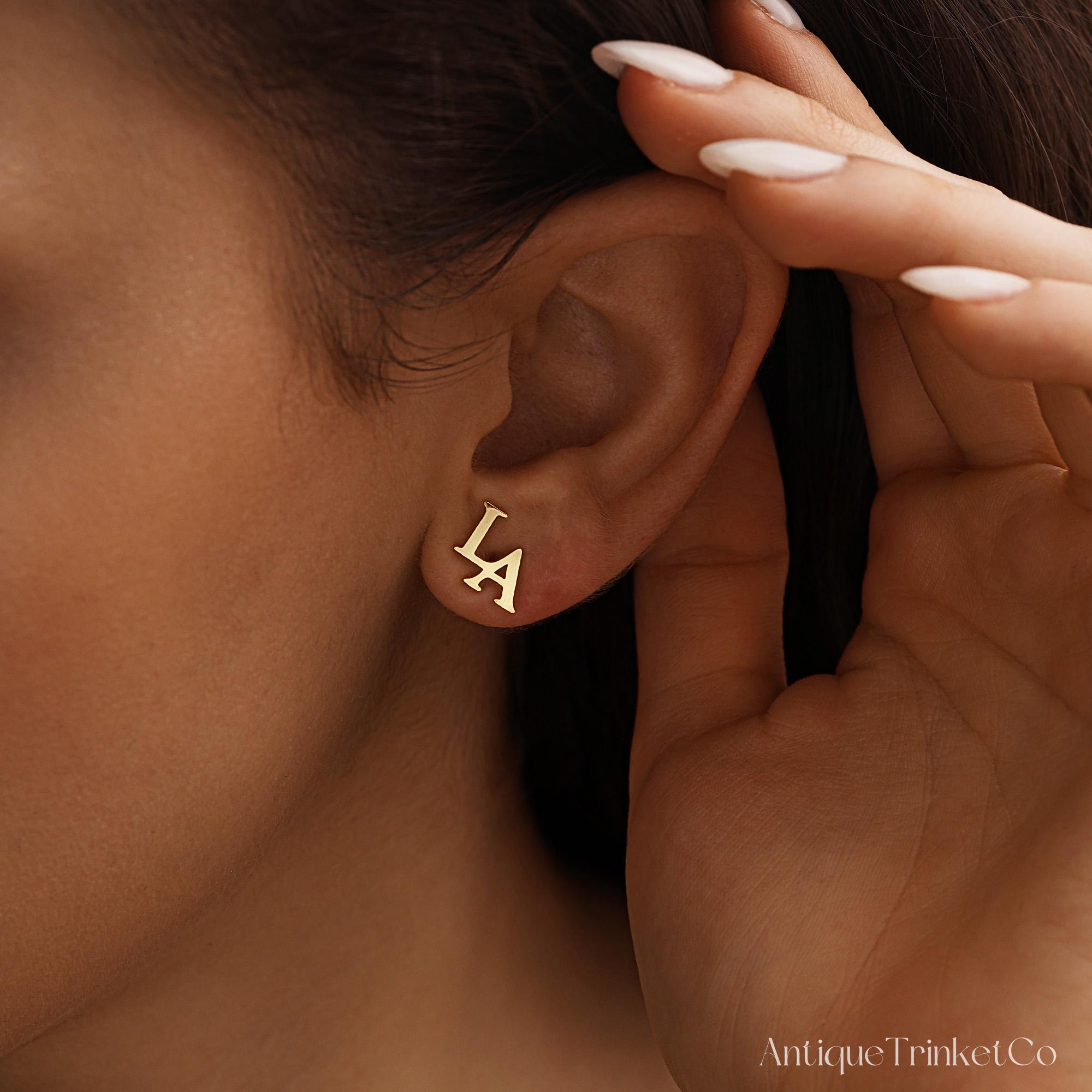 Personalized Double Initial Earrings with Two Letter Studs