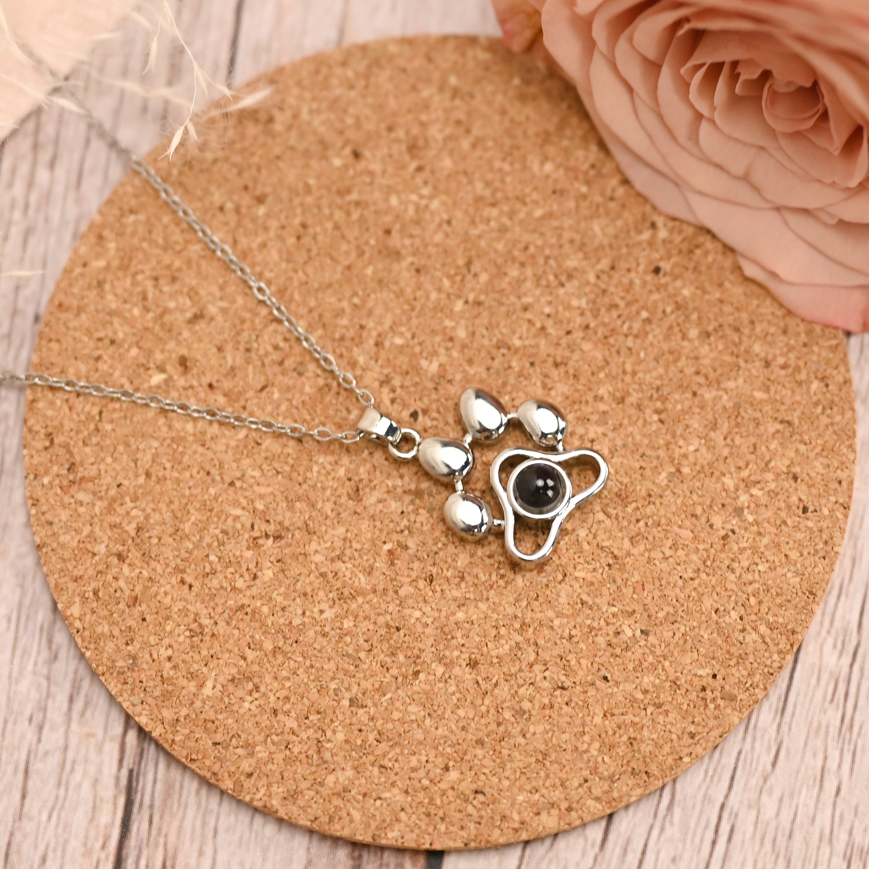 Custom Photo Projection Necklace in Solid Copper